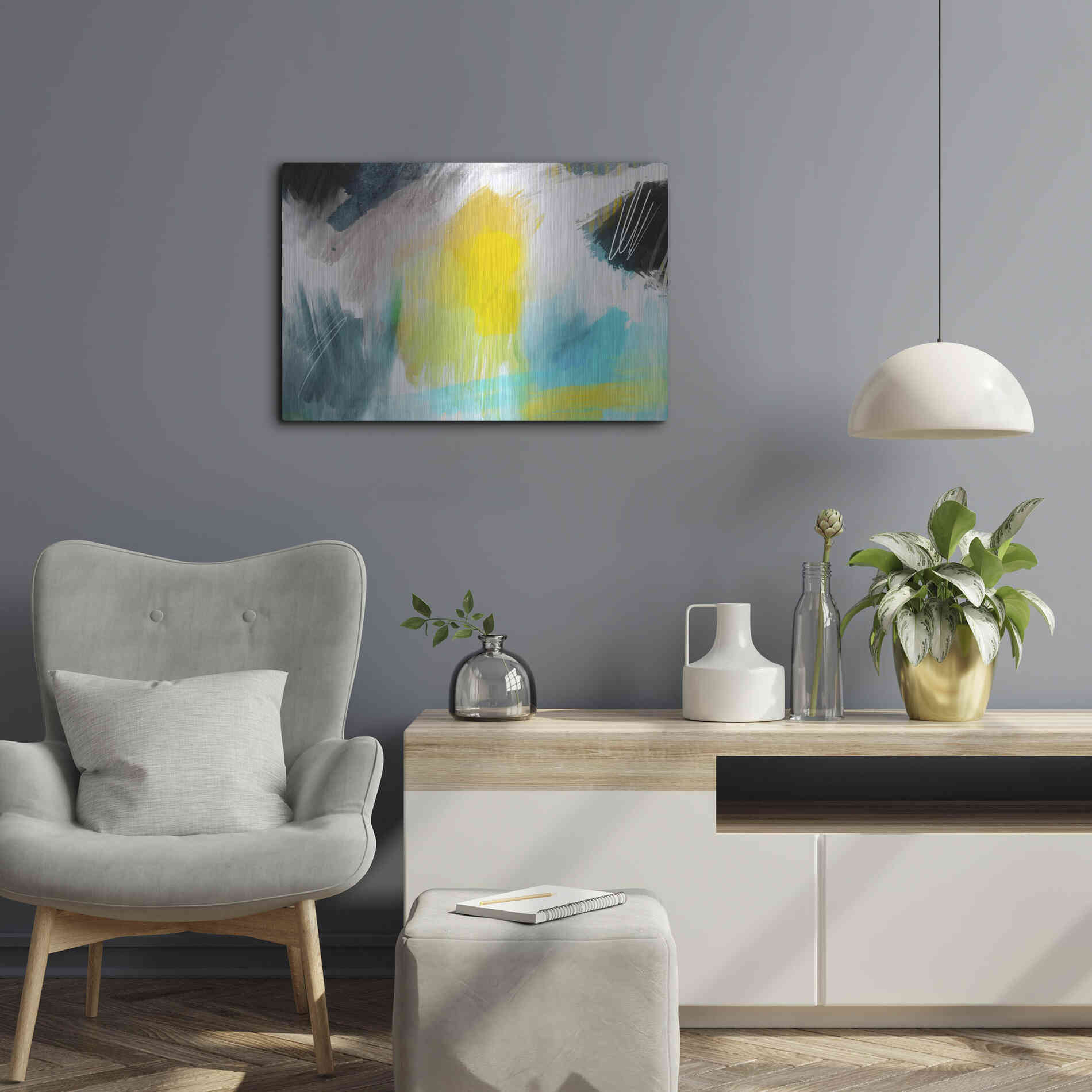 Luxe Metal Art 'Glowing Sky' by Delores Naskrent Metal Wall Art,24x16