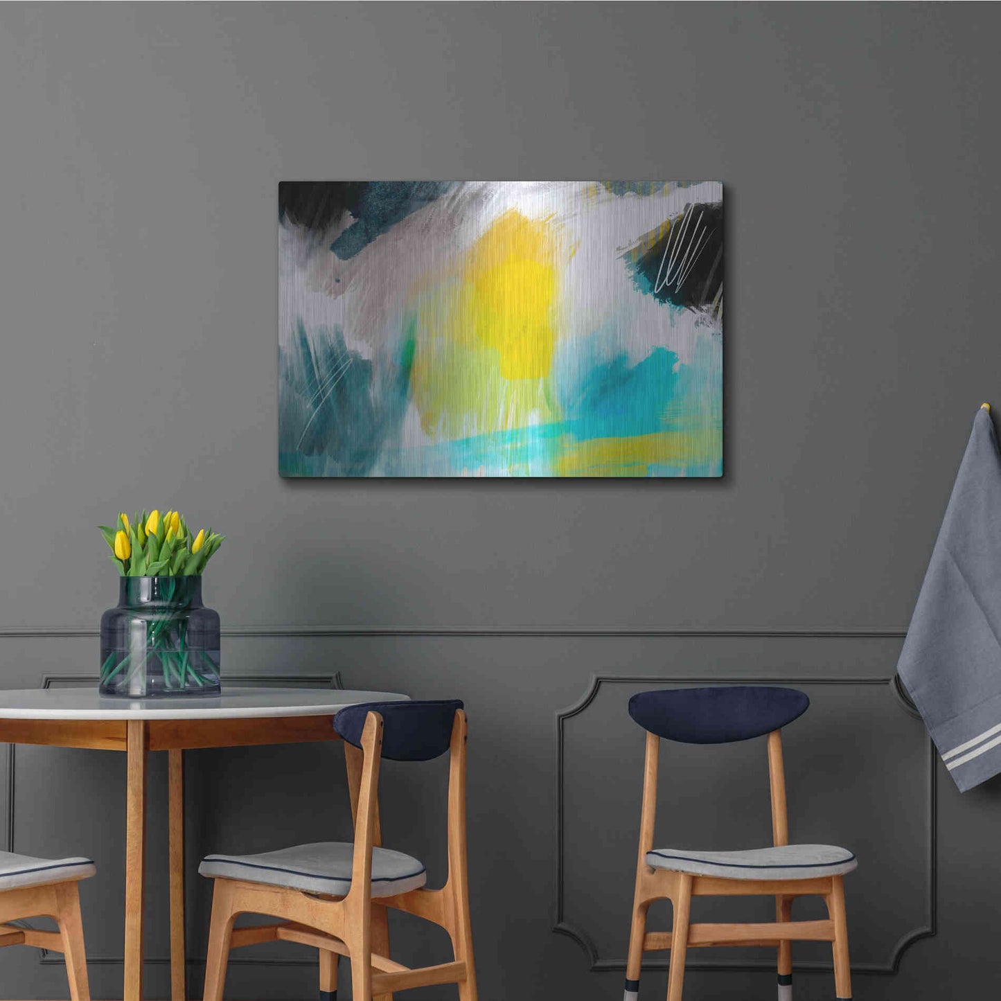 Luxe Metal Art 'Glowing Sky' by Delores Naskrent Metal Wall Art,36x24