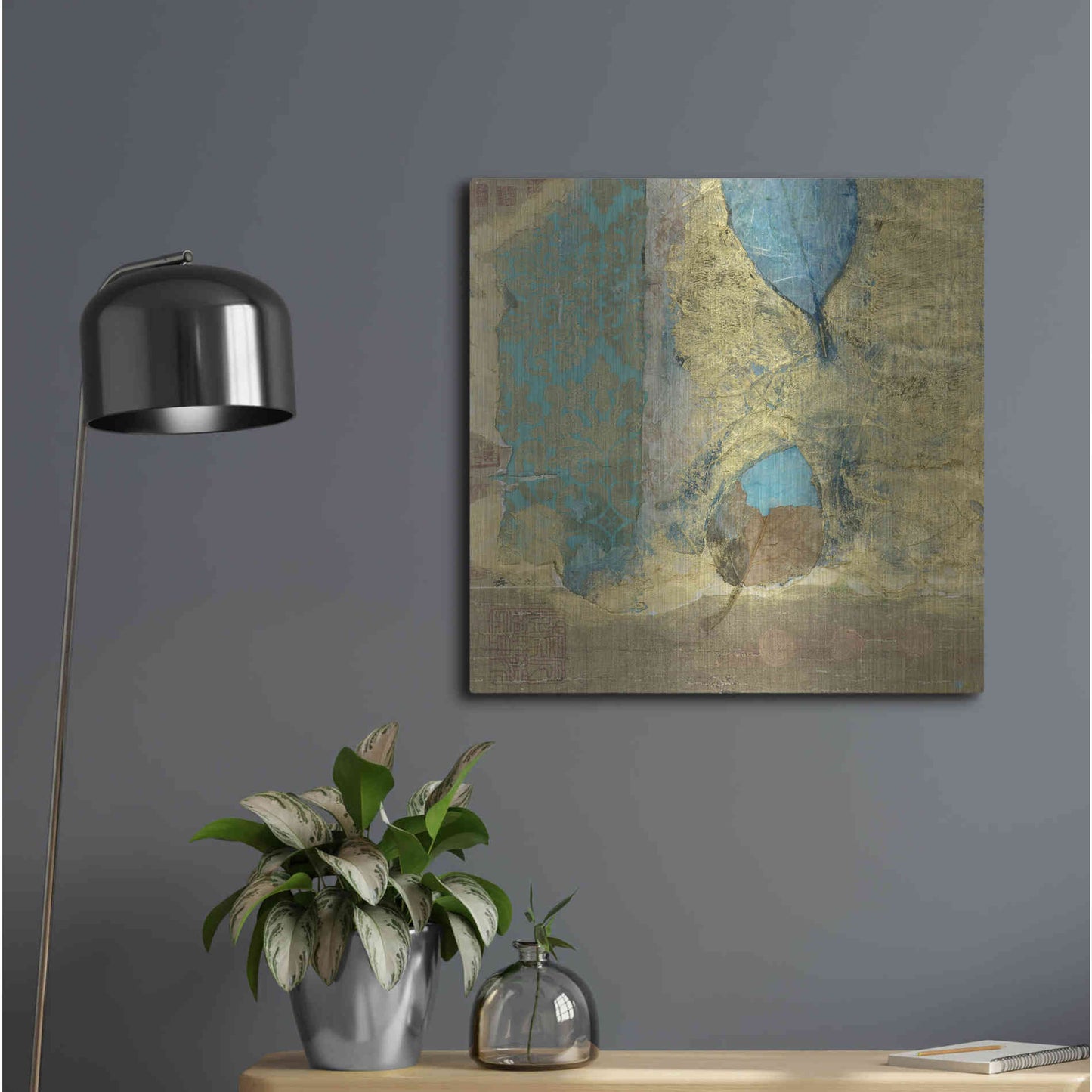 Luxe Metal Art 'Wabi-Sabi Leaf' by Elena Ray, Metal Wall Art,24x24