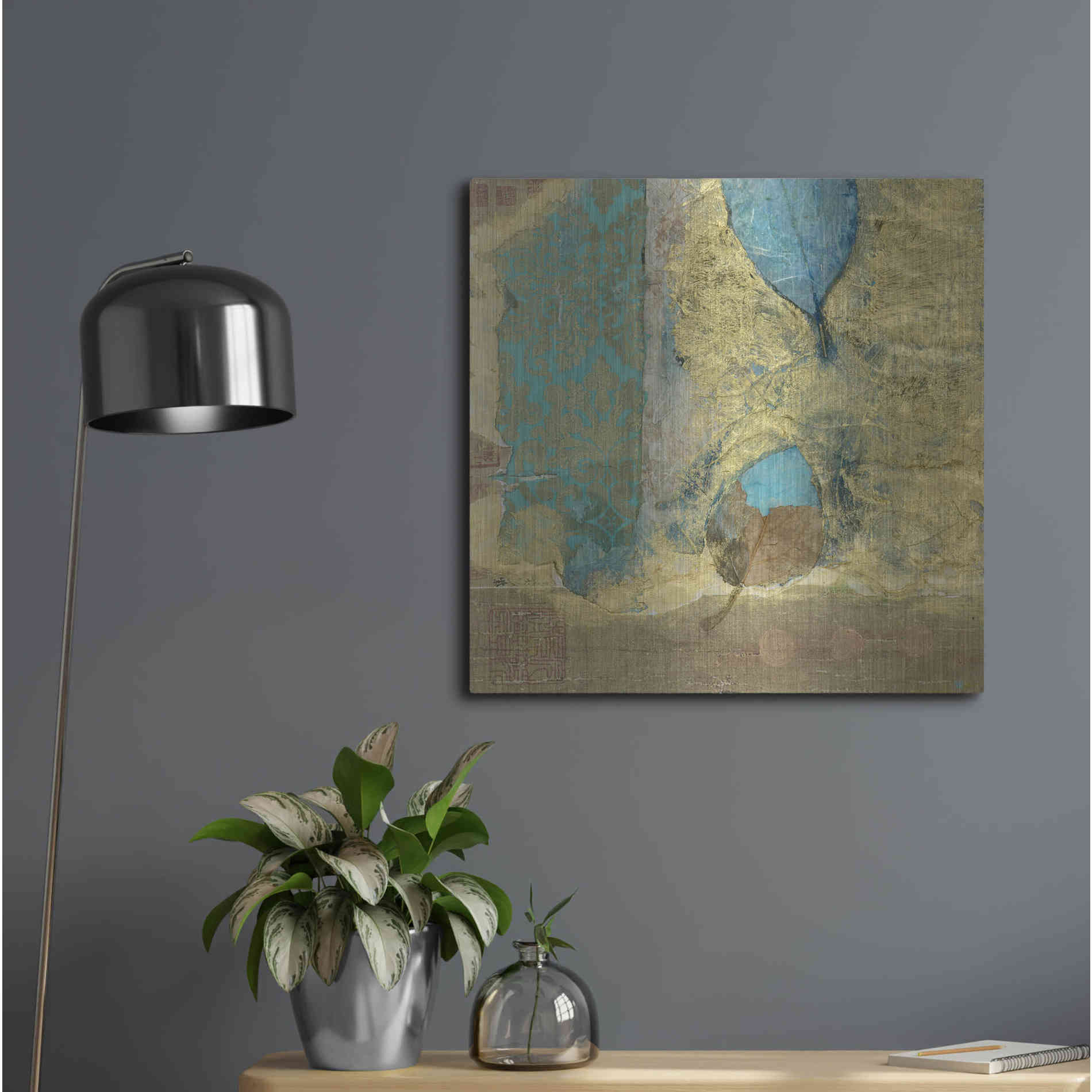 Luxe Metal Art 'Wabi-Sabi Leaf' by Elena Ray, Metal Wall Art,24x24