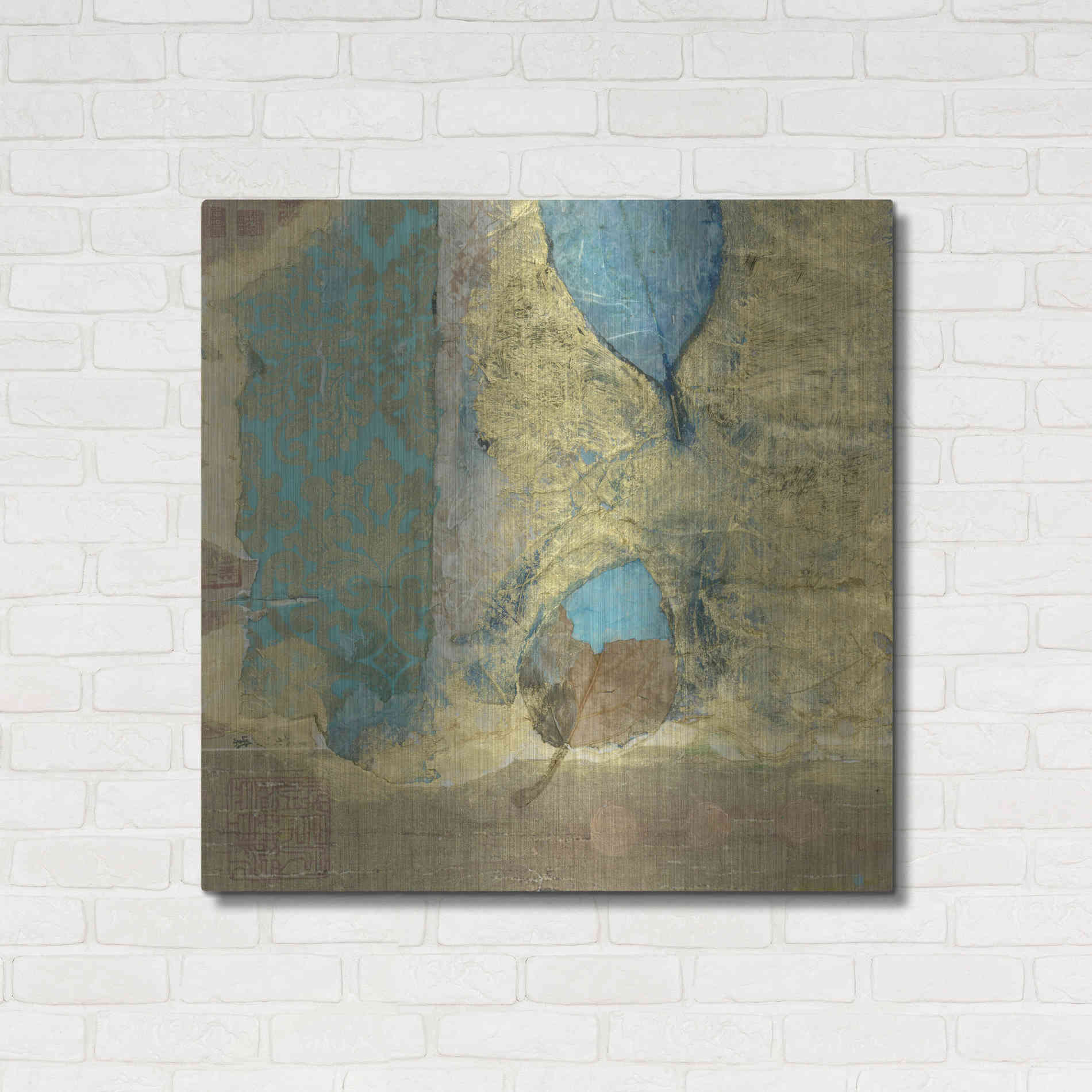 Luxe Metal Art 'Wabi-Sabi Leaf' by Elena Ray, Metal Wall Art,36x36