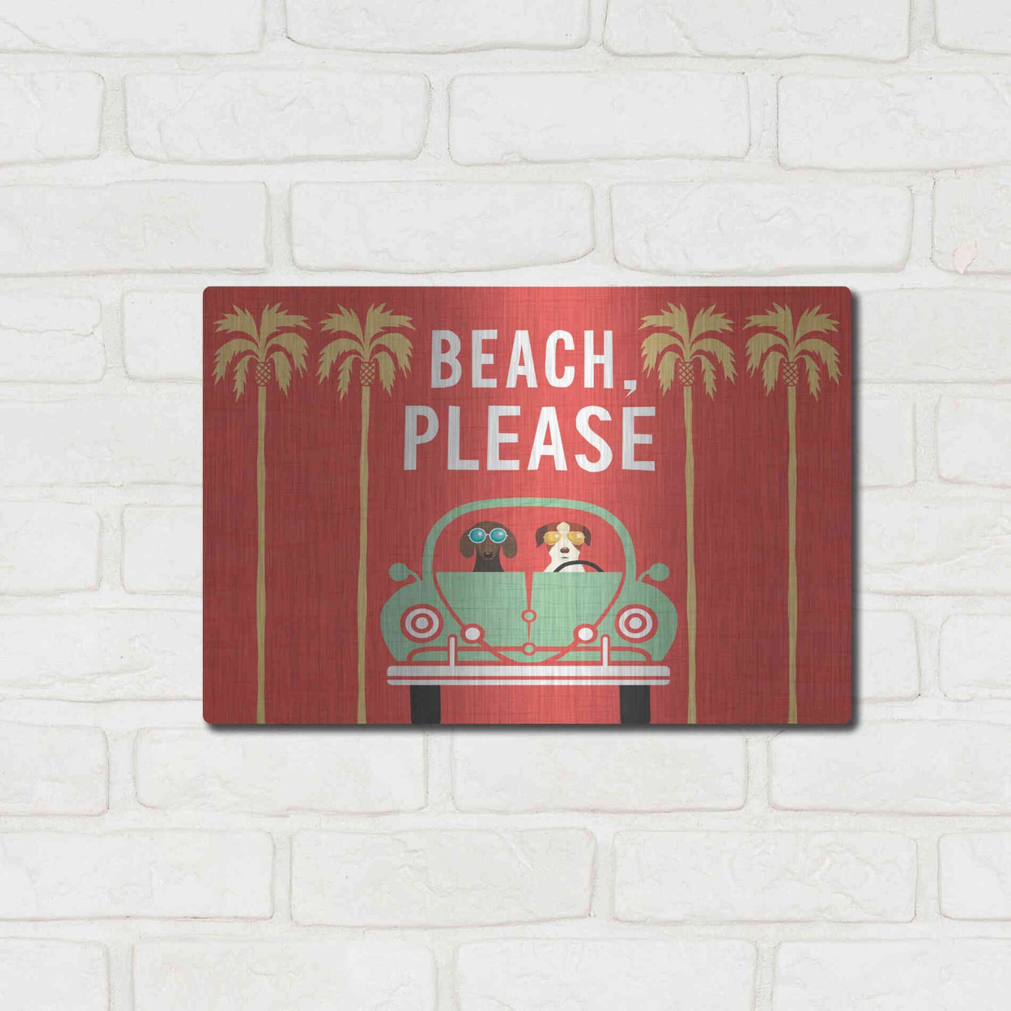 Luxe Metal Art 'Beach Bums Beetle I' by Michael Mullan, Metal Wall Art,16x12