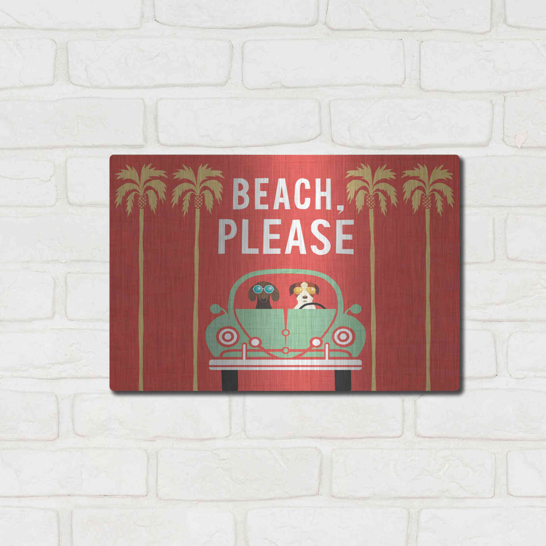 Luxe Metal Art 'Beach Bums Beetle I' by Michael Mullan, Metal Wall Art,16x12