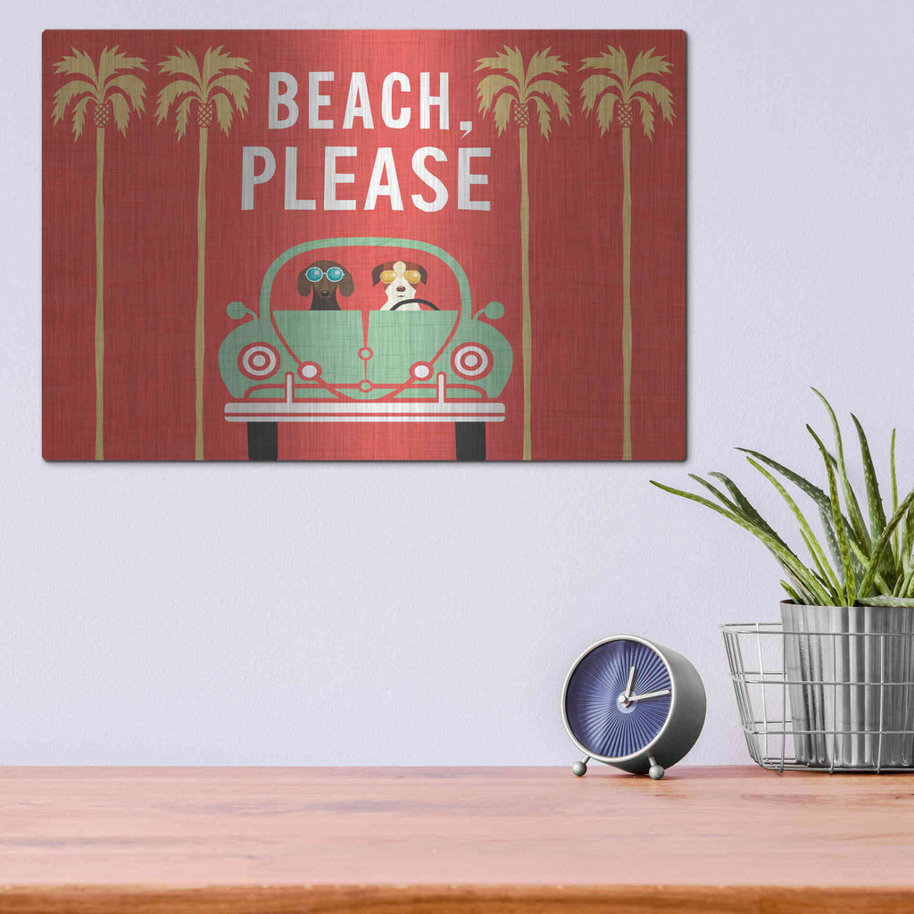 Luxe Metal Art 'Beach Bums Beetle I' by Michael Mullan, Metal Wall Art,16x12
