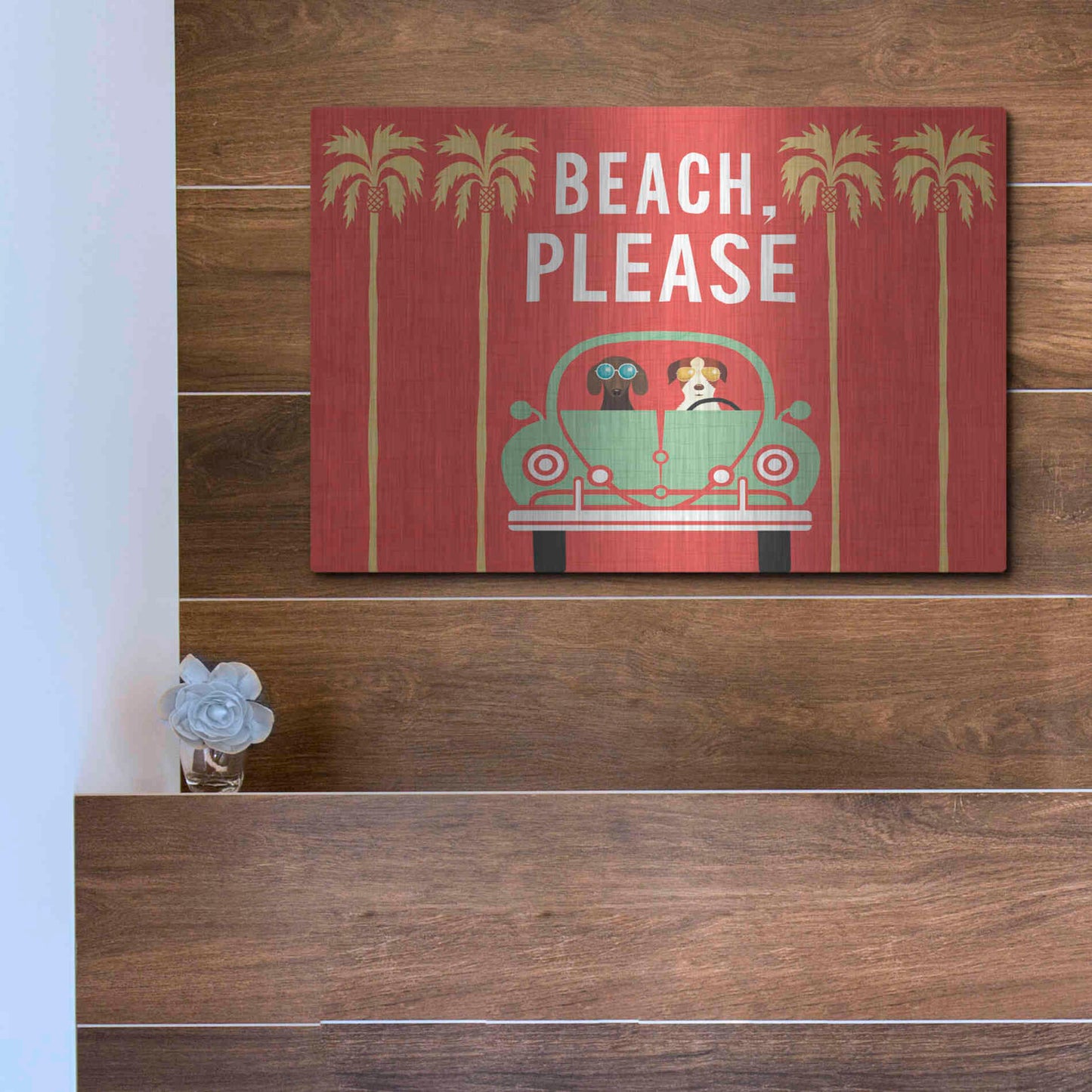 Luxe Metal Art 'Beach Bums Beetle I' by Michael Mullan, Metal Wall Art,16x12