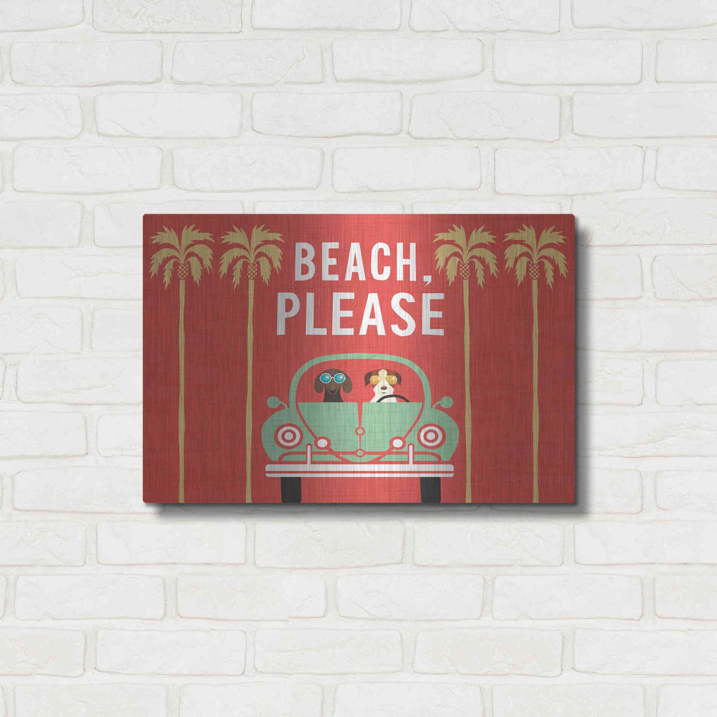 Luxe Metal Art 'Beach Bums Beetle I' by Michael Mullan, Metal Wall Art,24x16