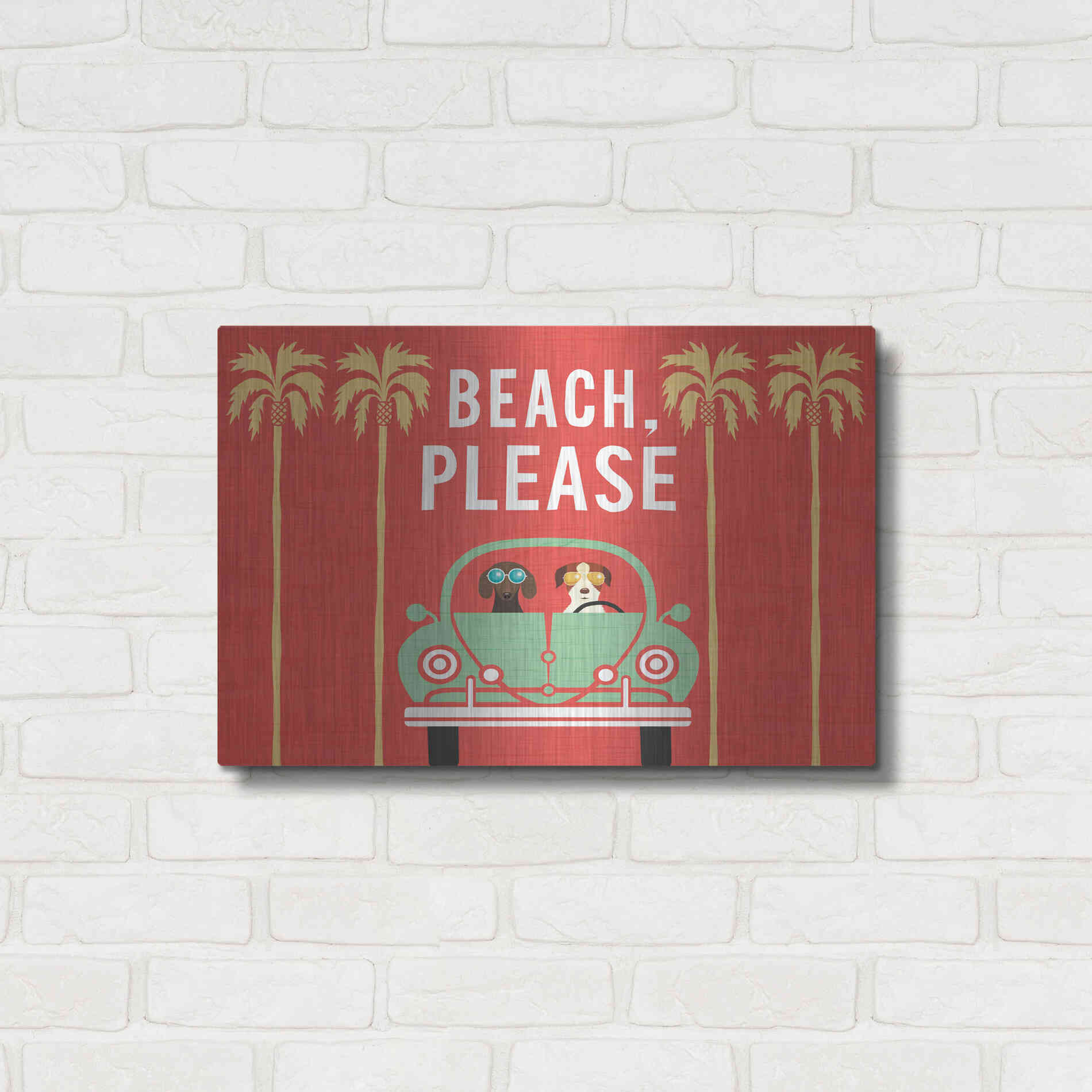 Luxe Metal Art 'Beach Bums Beetle I' by Michael Mullan, Metal Wall Art,24x16