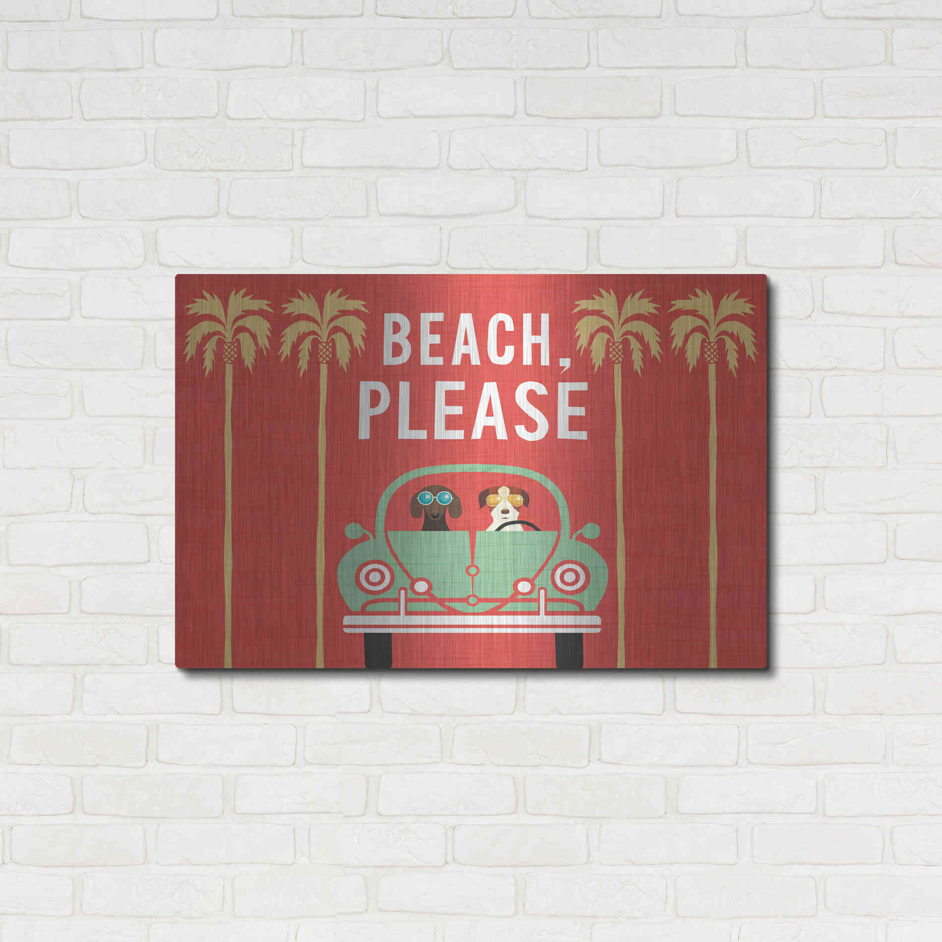 Luxe Metal Art 'Beach Bums Beetle I' by Michael Mullan, Metal Wall Art,36x24