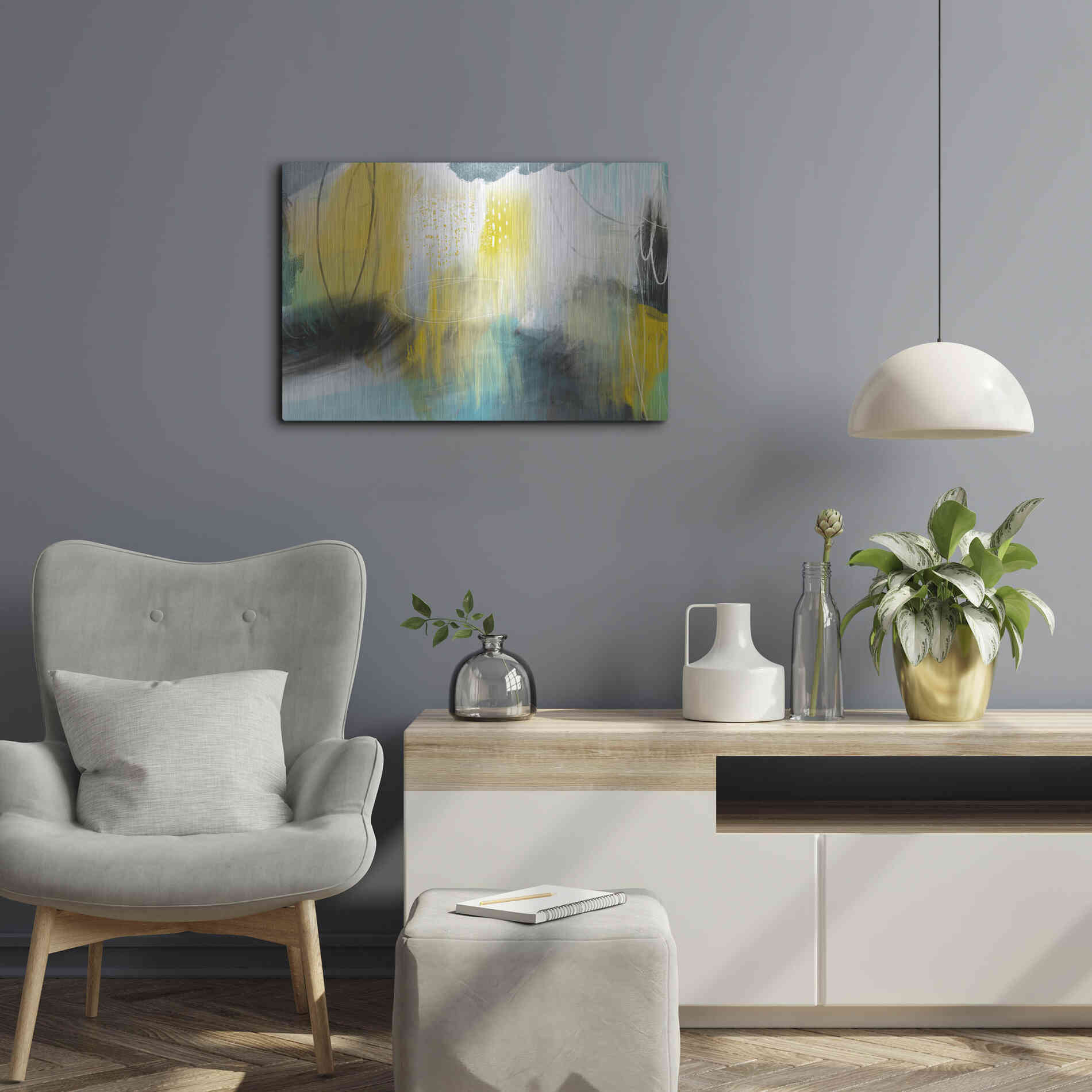 Luxe Metal Art 'Forecast Of Rain' by Delores Naskrent Metal Wall Art,24x16