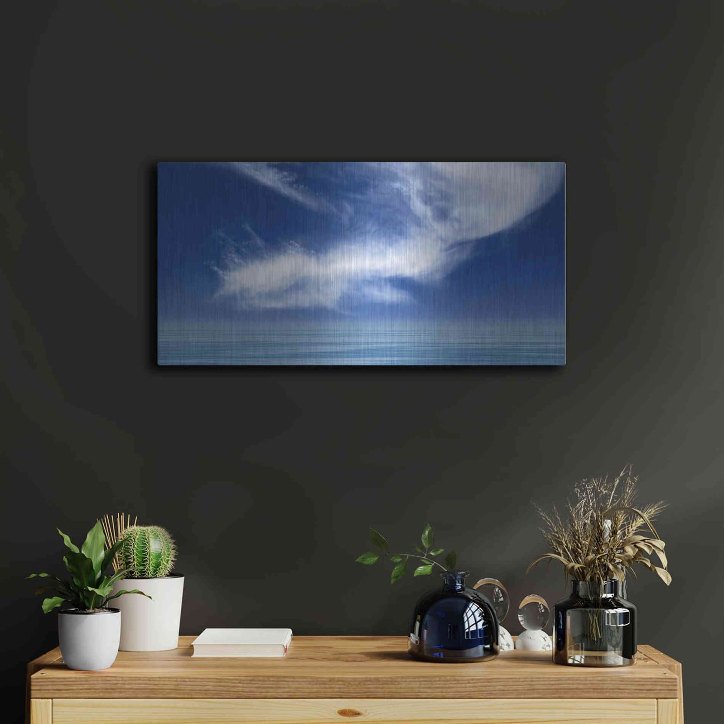 Luxe Metal Art  'Calm Seas'  by Don Schwartz, Metal Wall Art,24x12