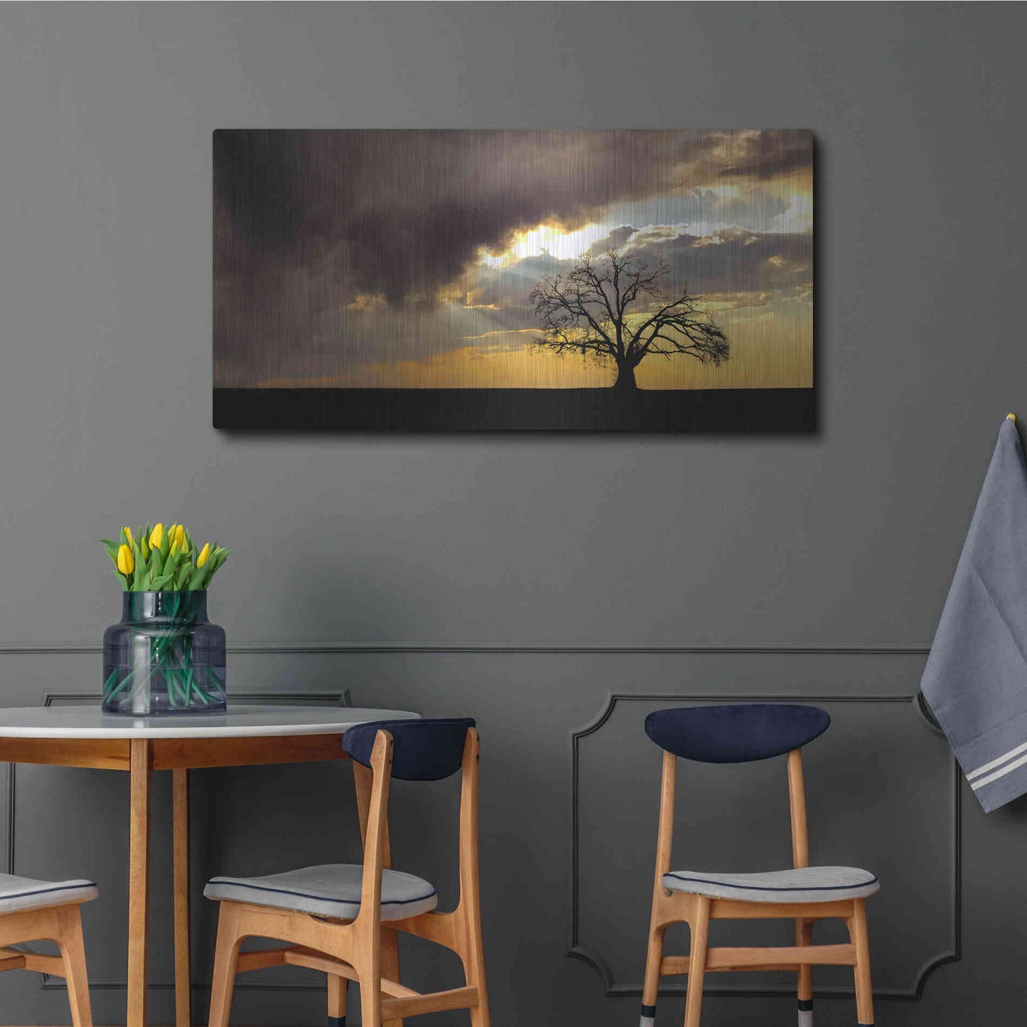 Luxe Metal Art  'Lone Tree In The Morning Light'  by Don Schwartz, Metal Wall Art,48x24
