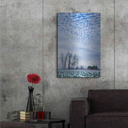 Luxe Metal Art  'Tractor Surrounded By Tulips'  by Don Schwartz, Metal Wall Art,24x36