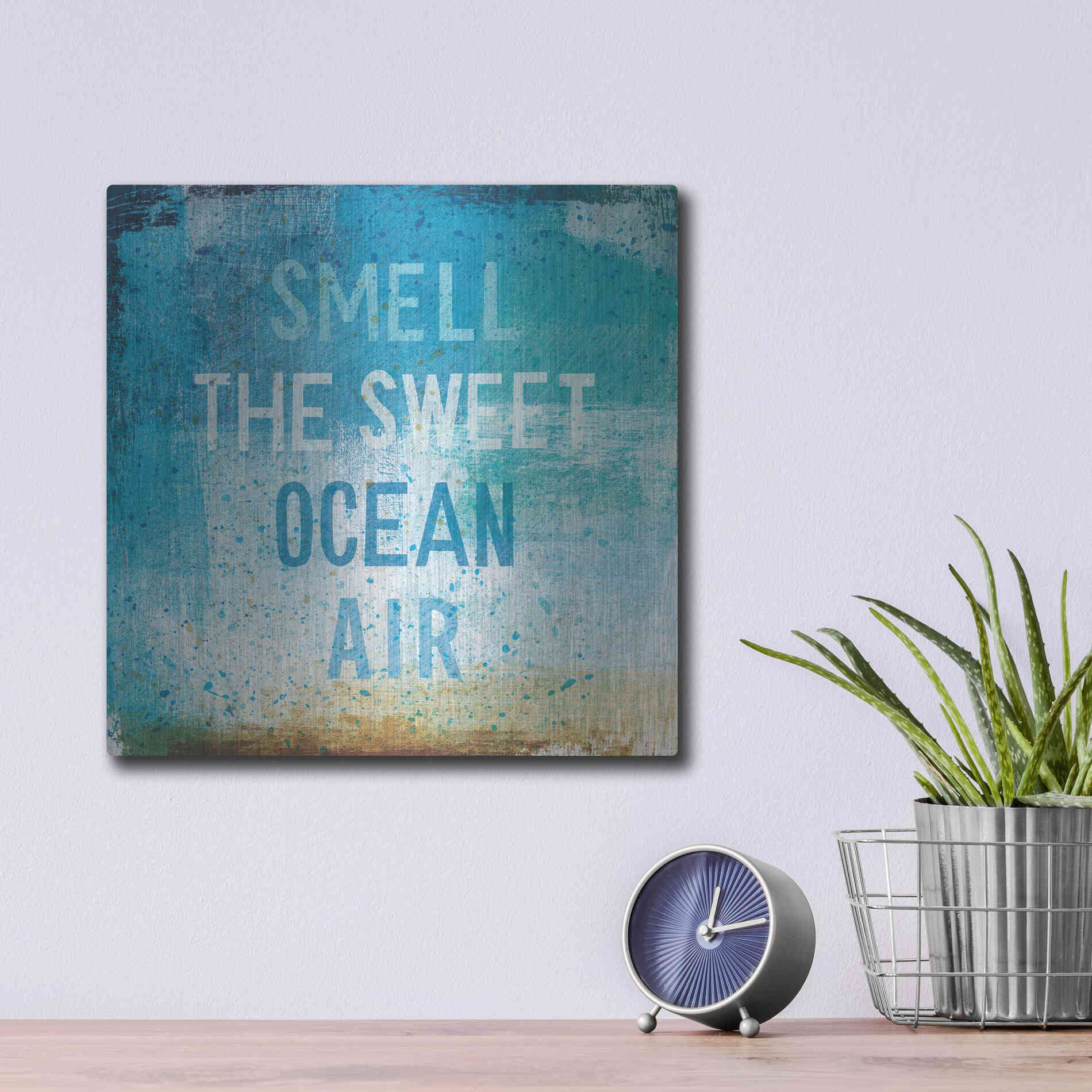 Luxe Metal Art 'Beachscape Abstract II' by Michael Mullan, Metal Wall Art,12x12