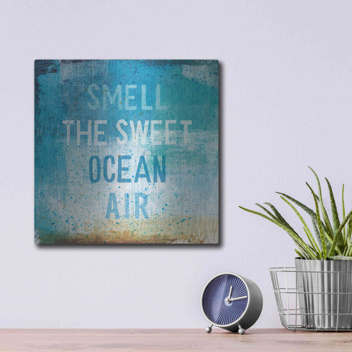 Luxe Metal Art 'Beachscape Abstract II' by Michael Mullan, Metal Wall Art,12x12