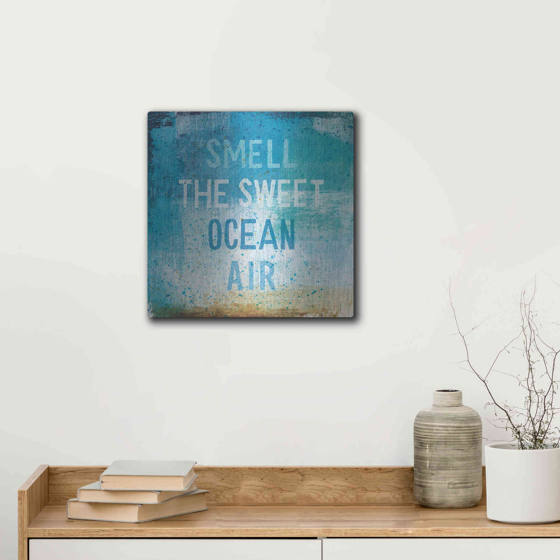 Luxe Metal Art 'Beachscape Abstract II' by Michael Mullan, Metal Wall Art,12x12