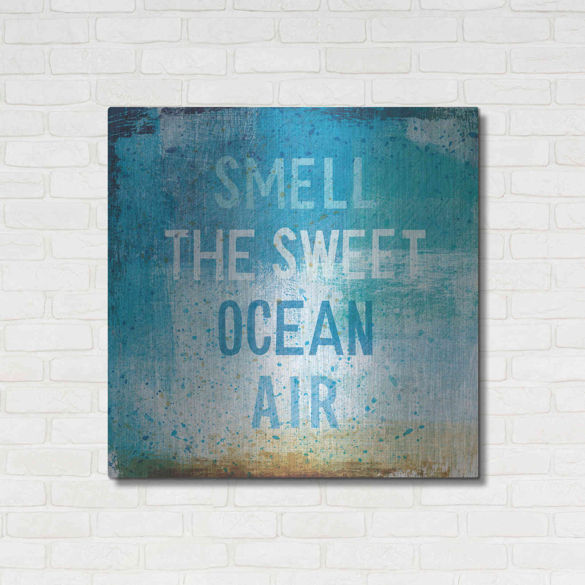 Luxe Metal Art 'Beachscape Abstract II' by Michael Mullan, Metal Wall Art,36x36