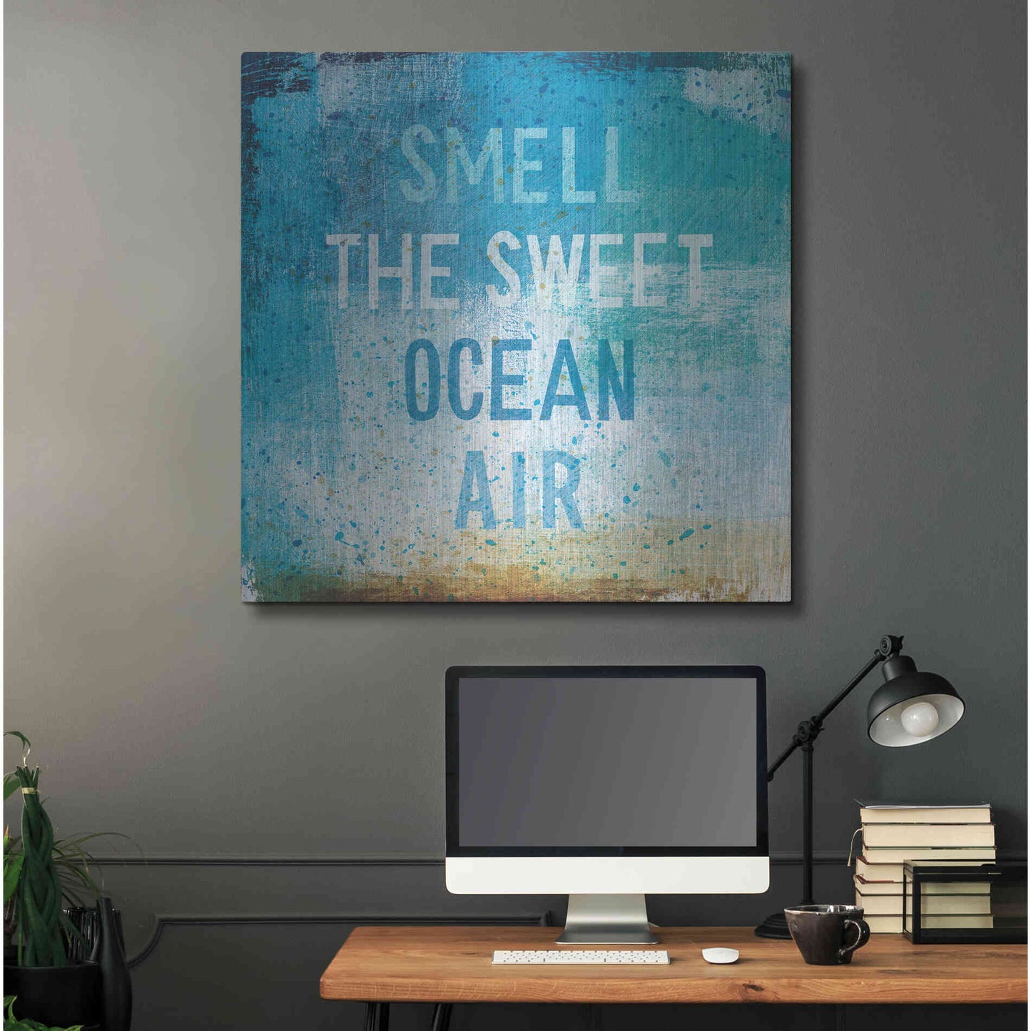 Luxe Metal Art 'Beachscape Abstract II' by Michael Mullan, Metal Wall Art,36x36