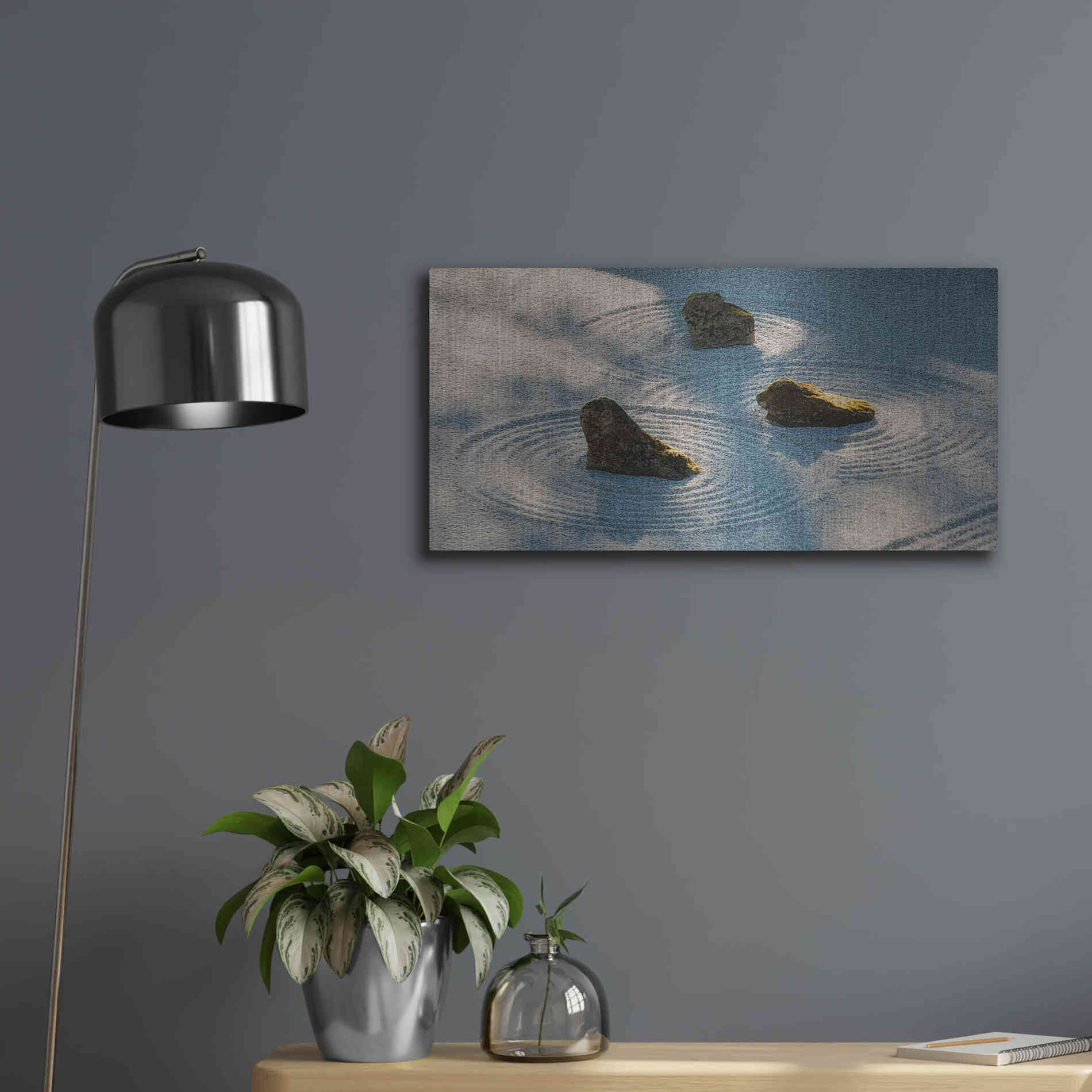 Luxe Metal Art  'Meditative Garden'  by Don Schwartz, Metal Wall Art,24x12