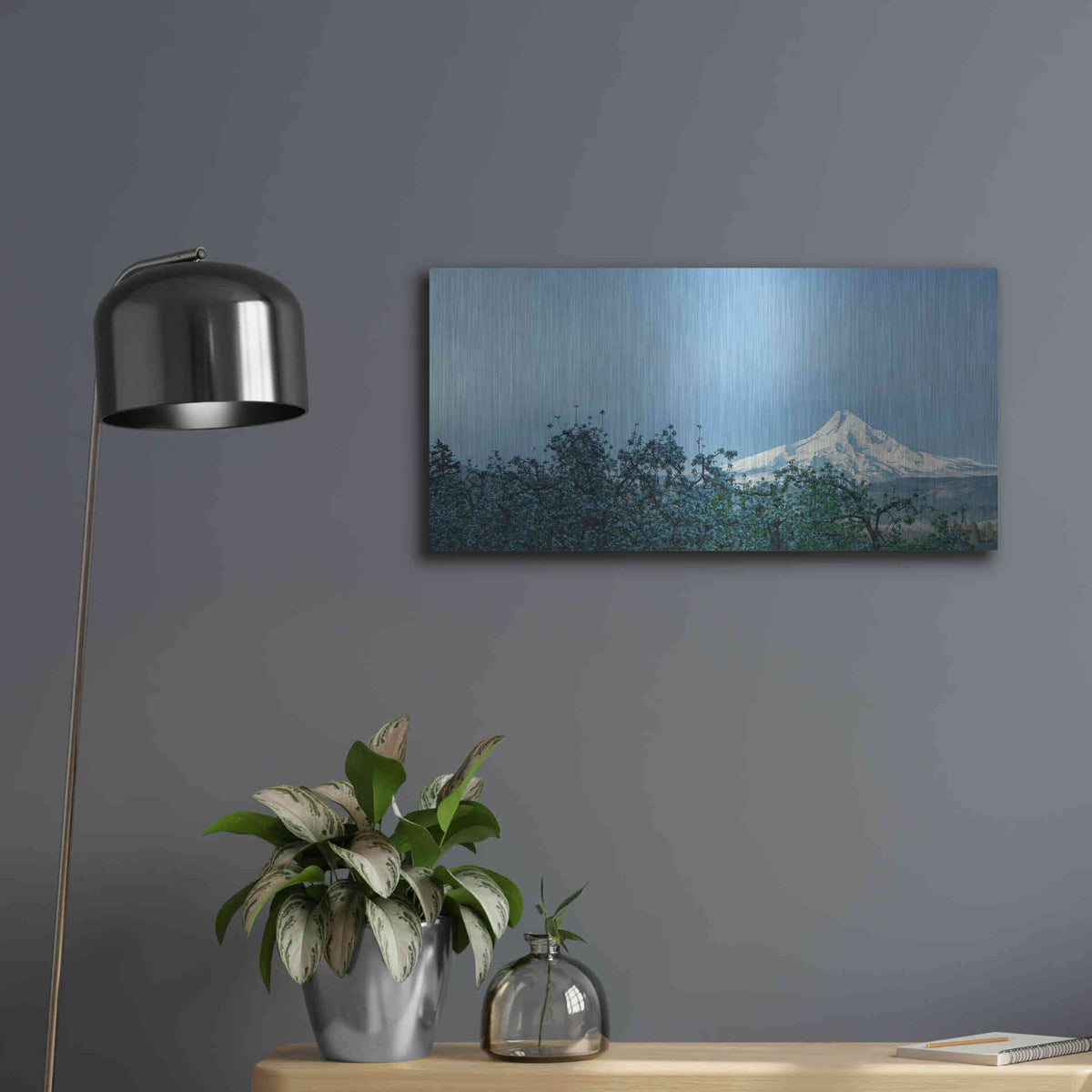 Luxe Metal Art  'Pear Blossom Morning'  by Don Schwartz, Metal Wall Art,24x12