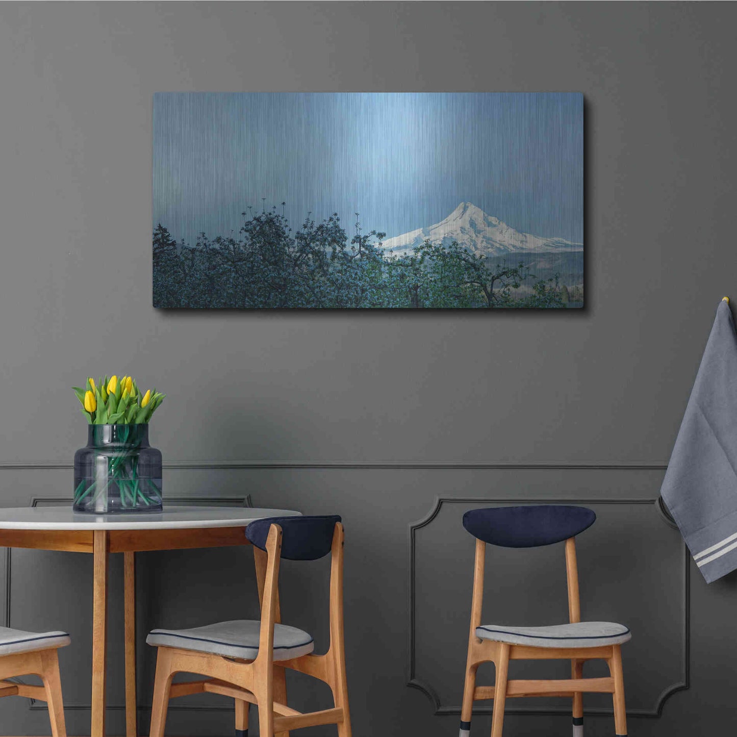 Luxe Metal Art  'Pear Blossom Morning'  by Don Schwartz, Metal Wall Art,48x24