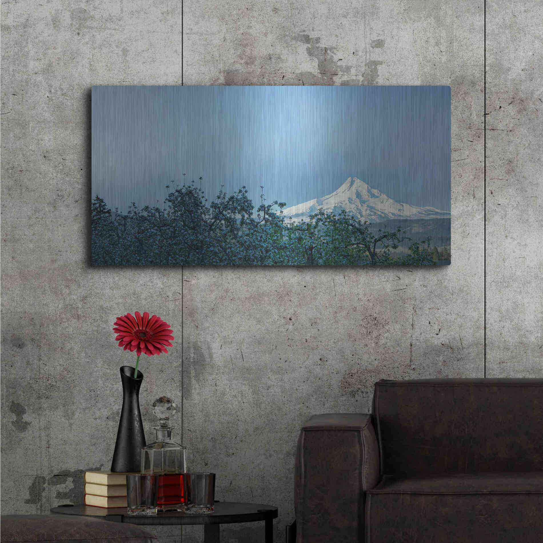 Luxe Metal Art  'Pear Blossom Morning'  by Don Schwartz, Metal Wall Art,48x24