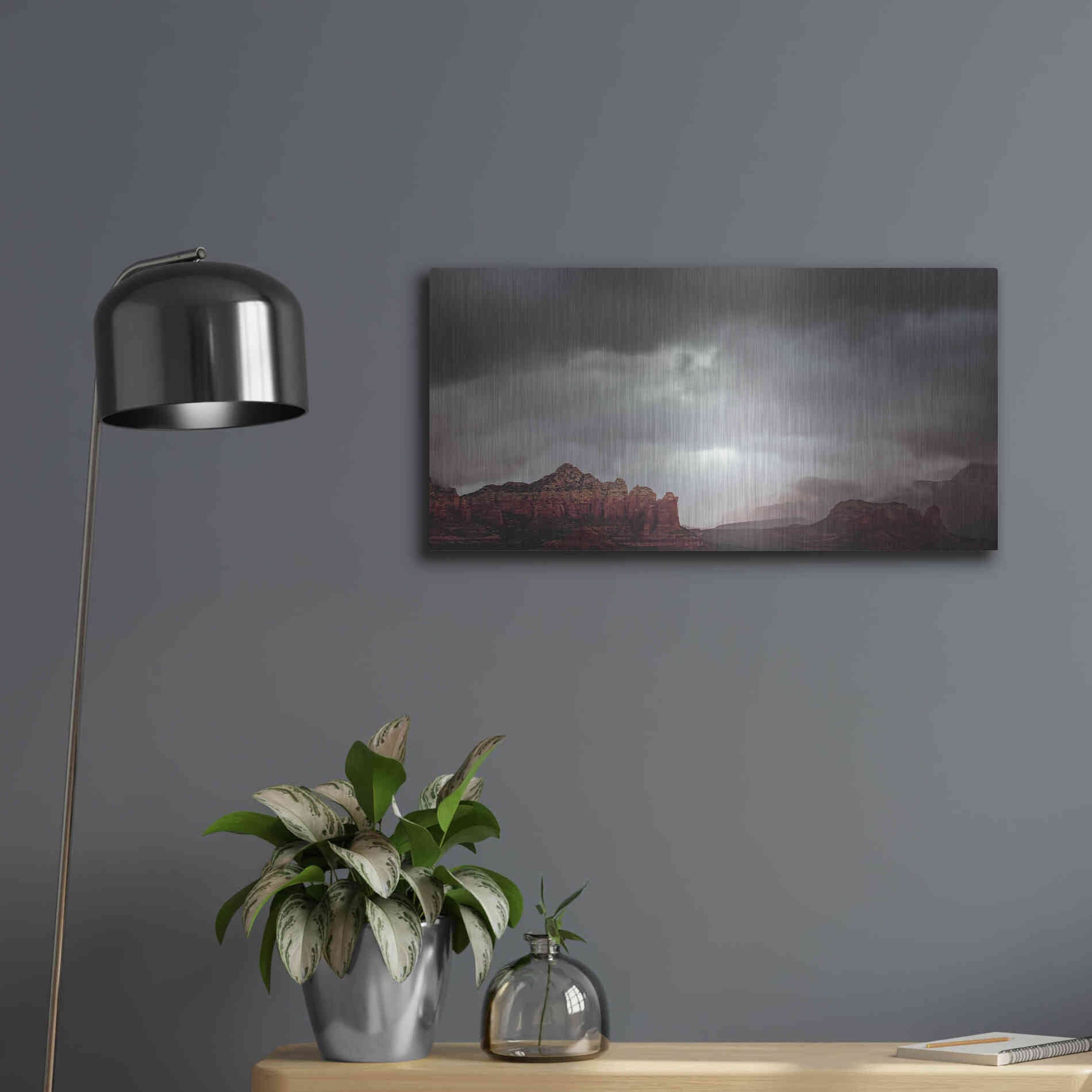 Luxe Metal Art  'Sedona Storm'  by Don Schwartz, Metal Wall Art,24x12