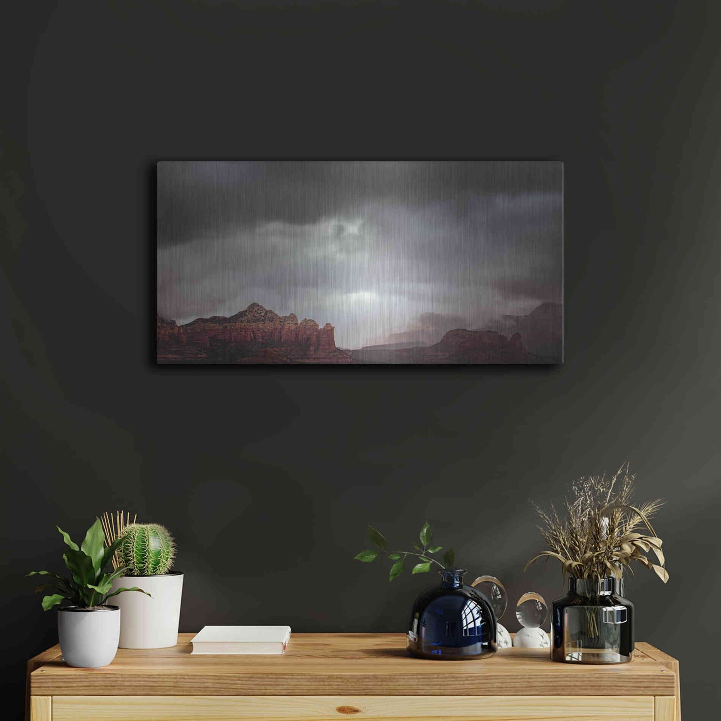 Luxe Metal Art  'Sedona Storm'  by Don Schwartz, Metal Wall Art,24x12