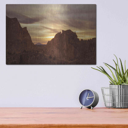 Luxe Metal Art  'Sunset On The Rocks'  by Don Schwartz, Metal Wall Art,16x12