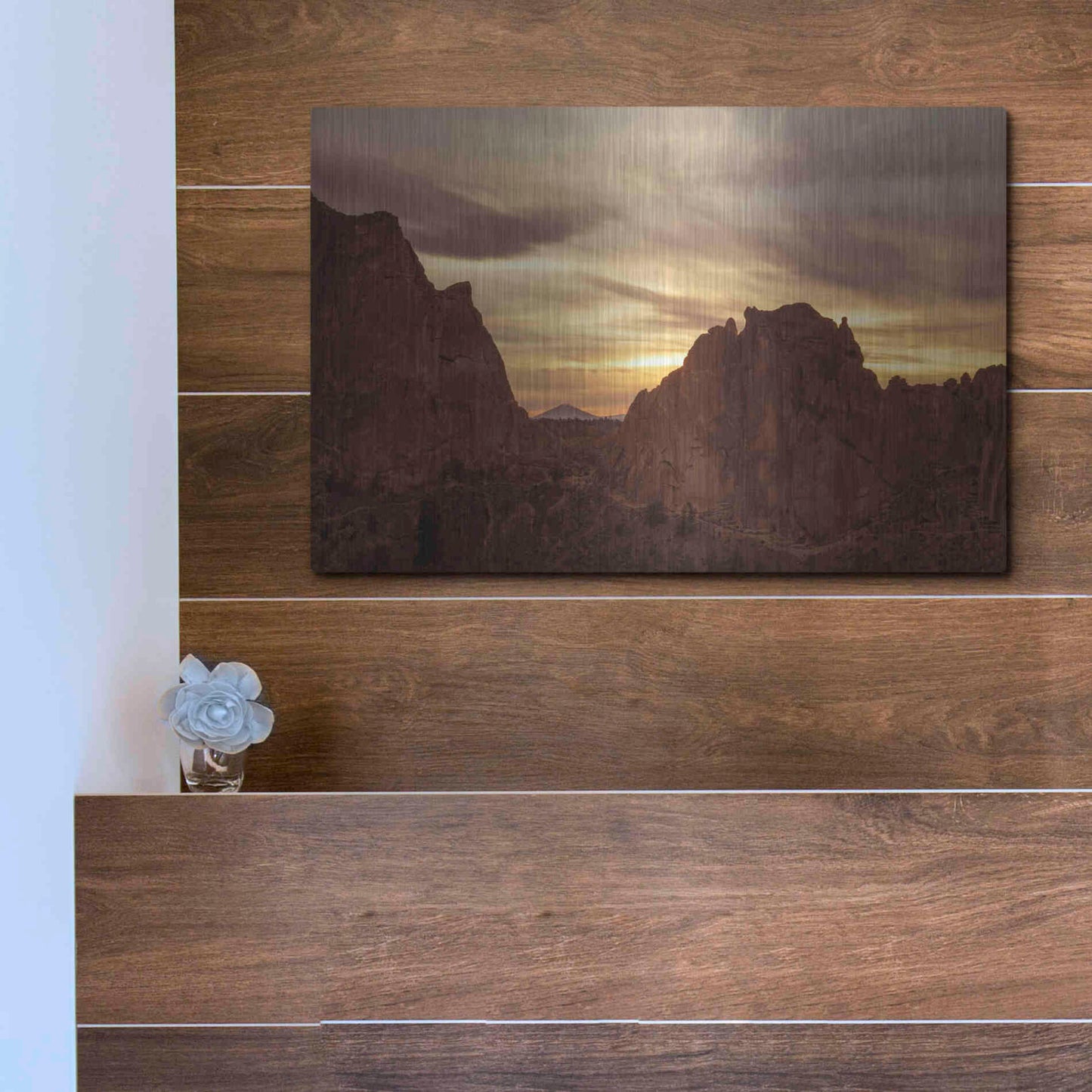 Luxe Metal Art  'Sunset On The Rocks'  by Don Schwartz, Metal Wall Art,16x12