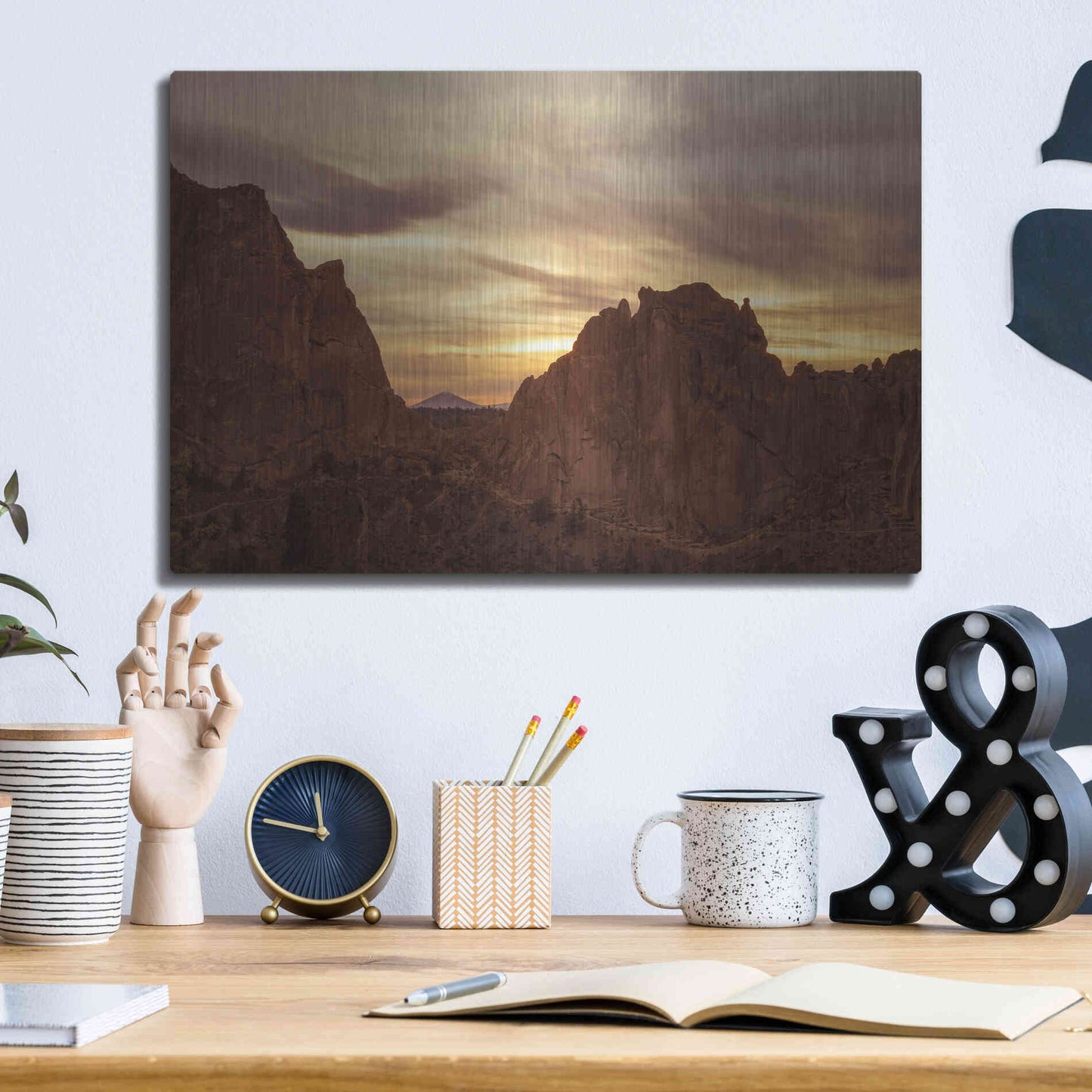 Luxe Metal Art  'Sunset On The Rocks'  by Don Schwartz, Metal Wall Art,16x12
