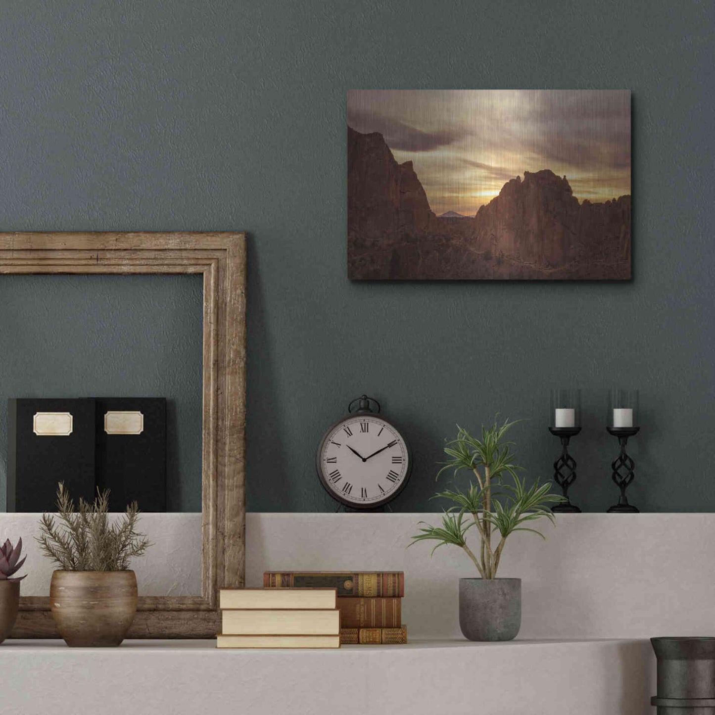 Luxe Metal Art  'Sunset On The Rocks'  by Don Schwartz, Metal Wall Art,16x12