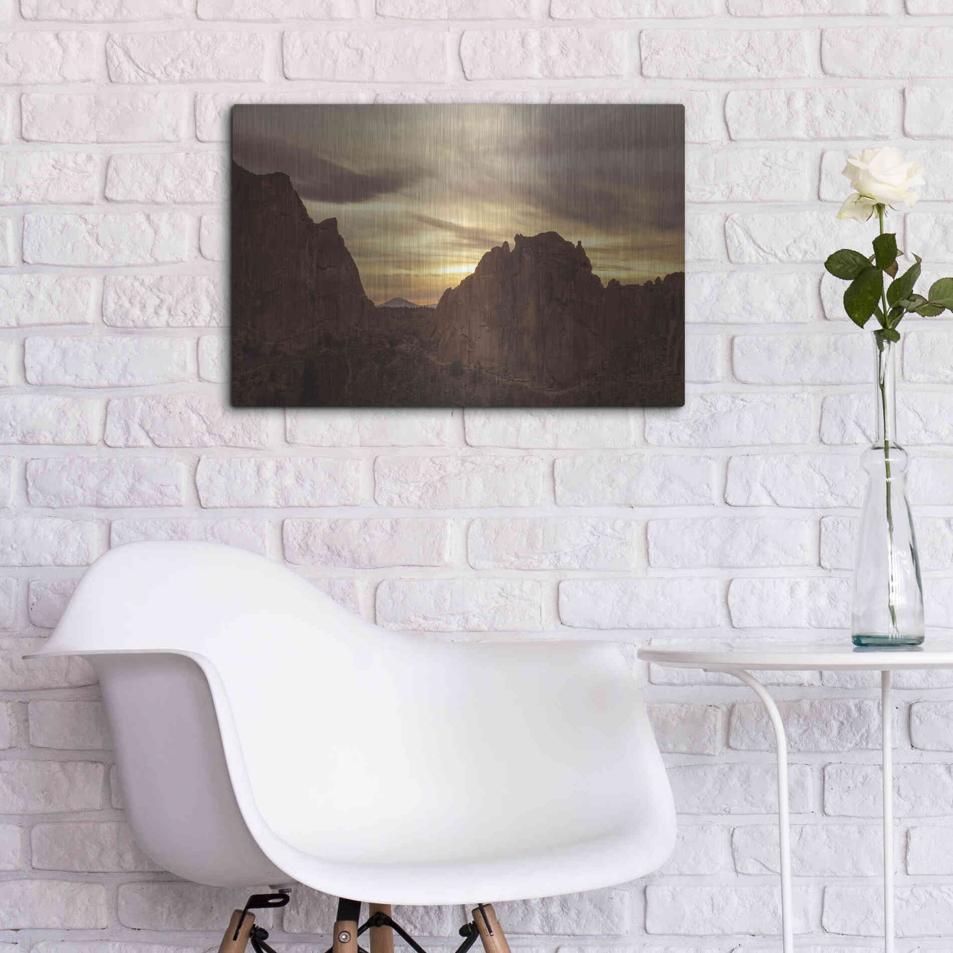 Luxe Metal Art  'Sunset On The Rocks'  by Don Schwartz, Metal Wall Art,24x16