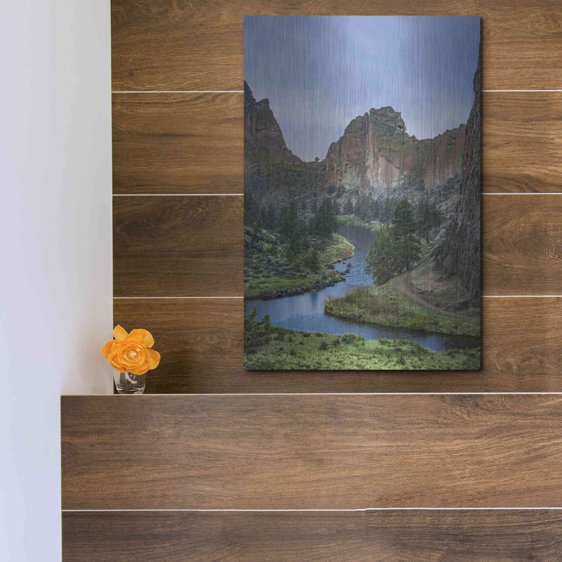 Luxe Metal Art  'Winding Through The Rocks'  by Don Schwartz, Metal Wall Art,12x16