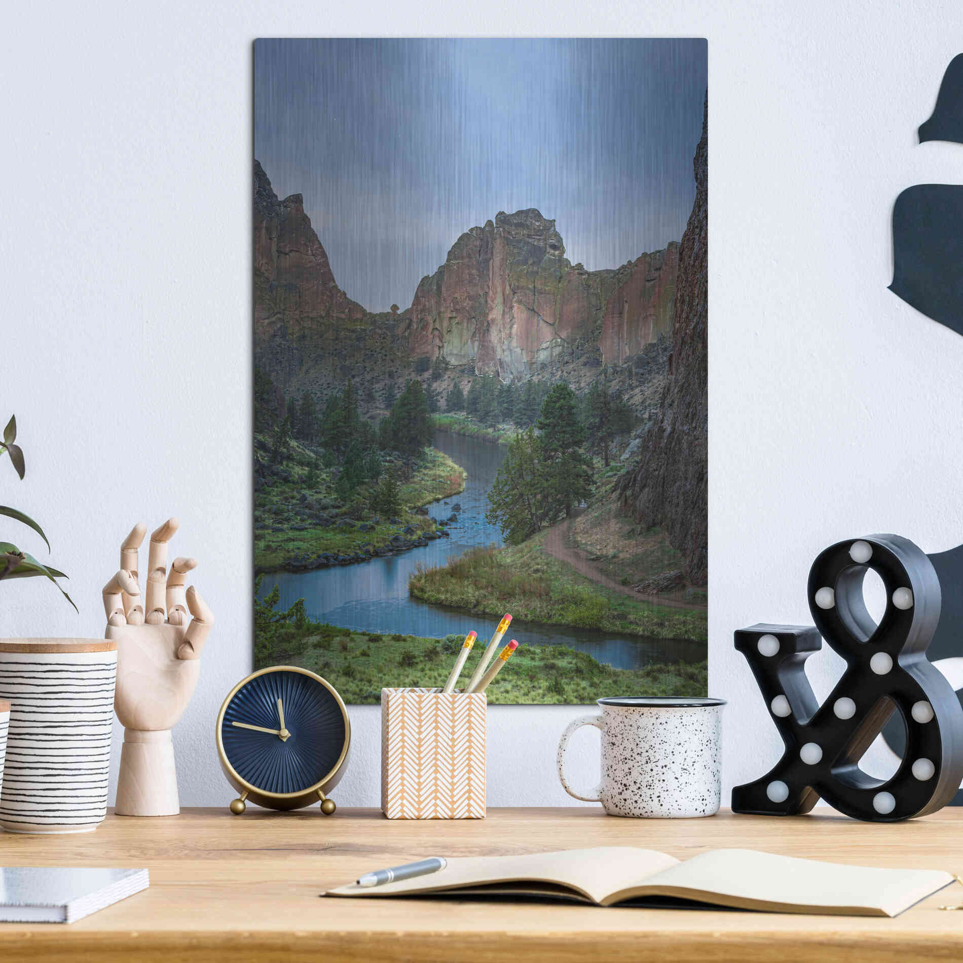 Luxe Metal Art  'Winding Through The Rocks'  by Don Schwartz, Metal Wall Art,12x16