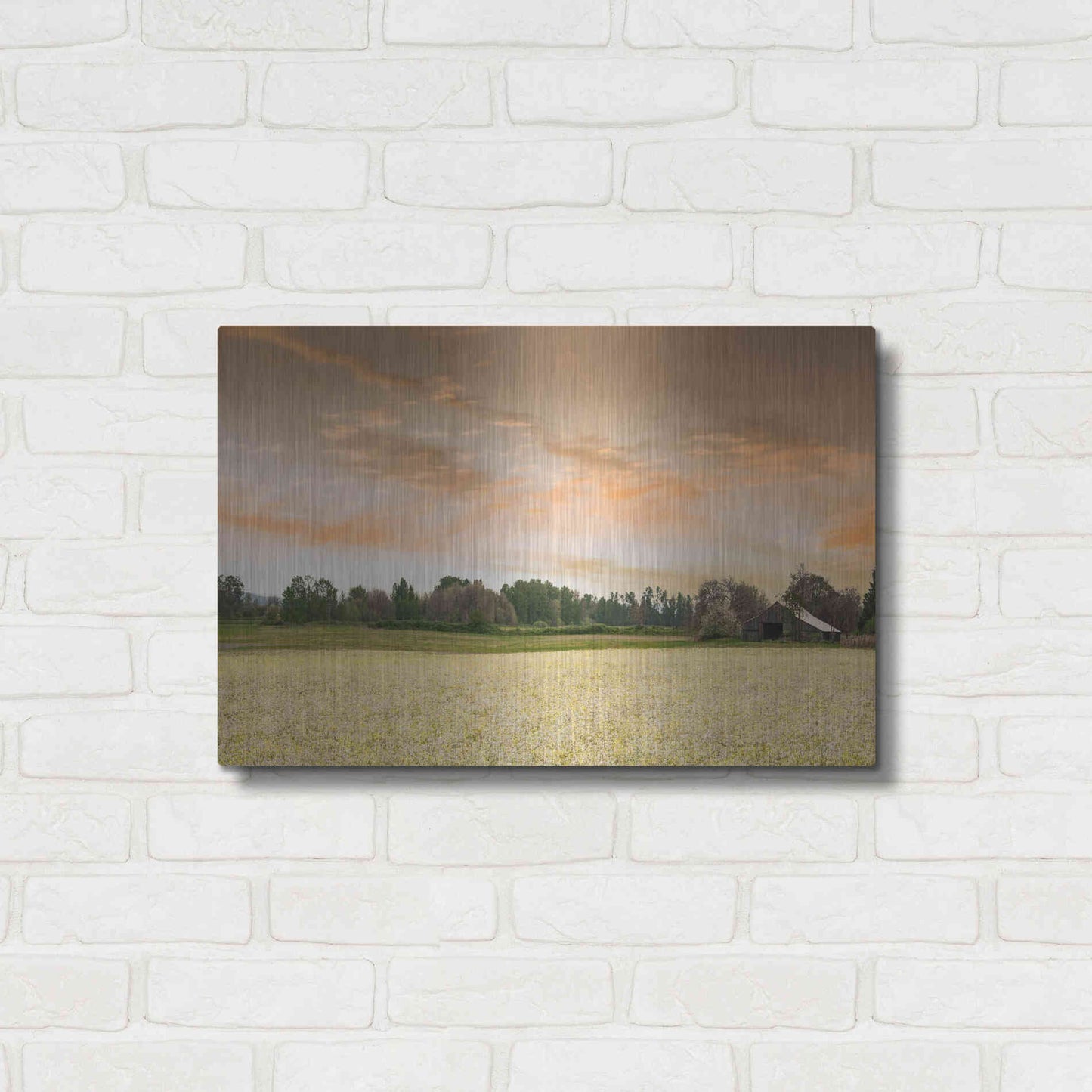 Luxe Metal Art  'Barn In The Field Of Spring Flowers'  by Don Schwartz, Metal Wall Art,24x16