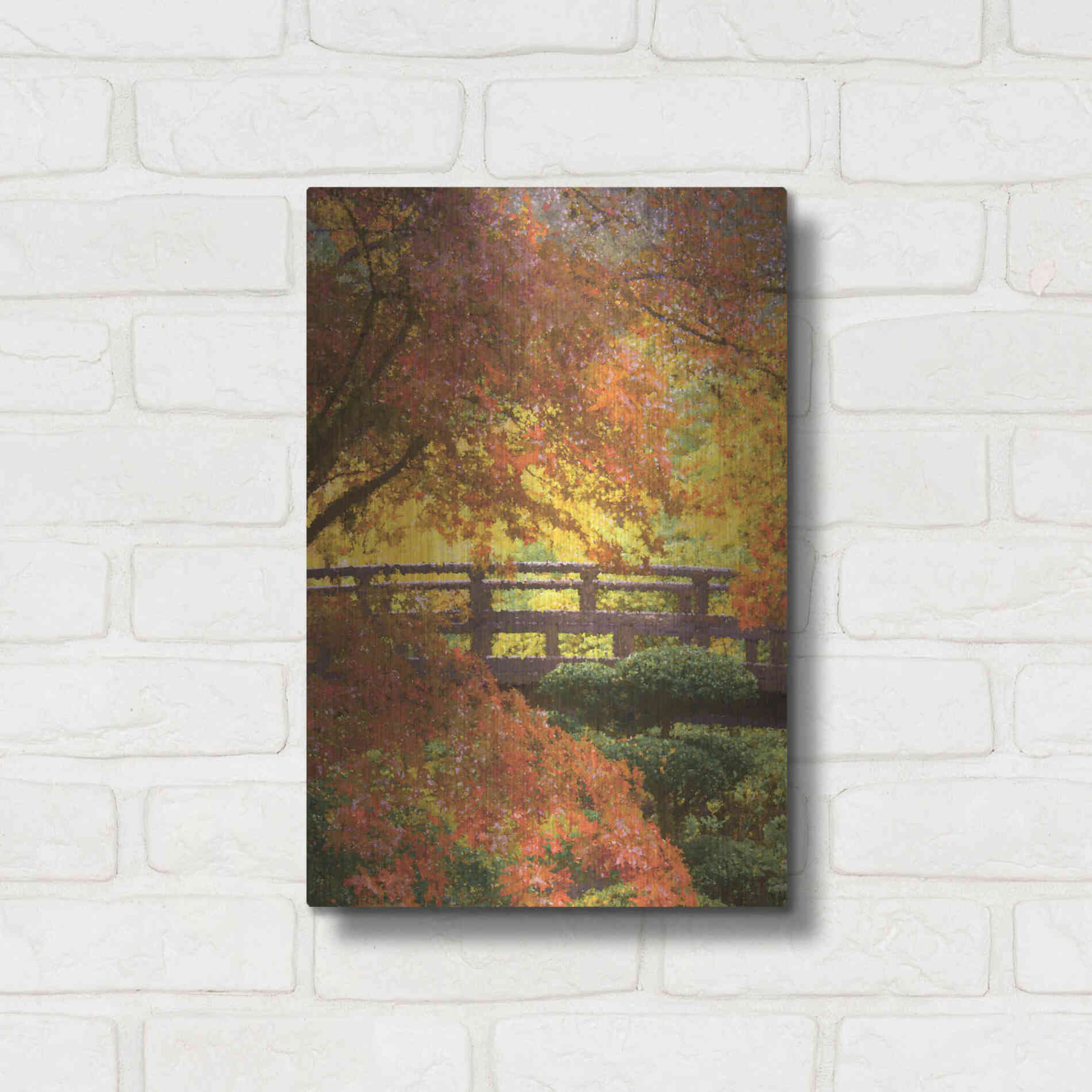 Luxe Metal Art  'Garden Bridge'  by Don Schwartz, Metal Wall Art,12x16