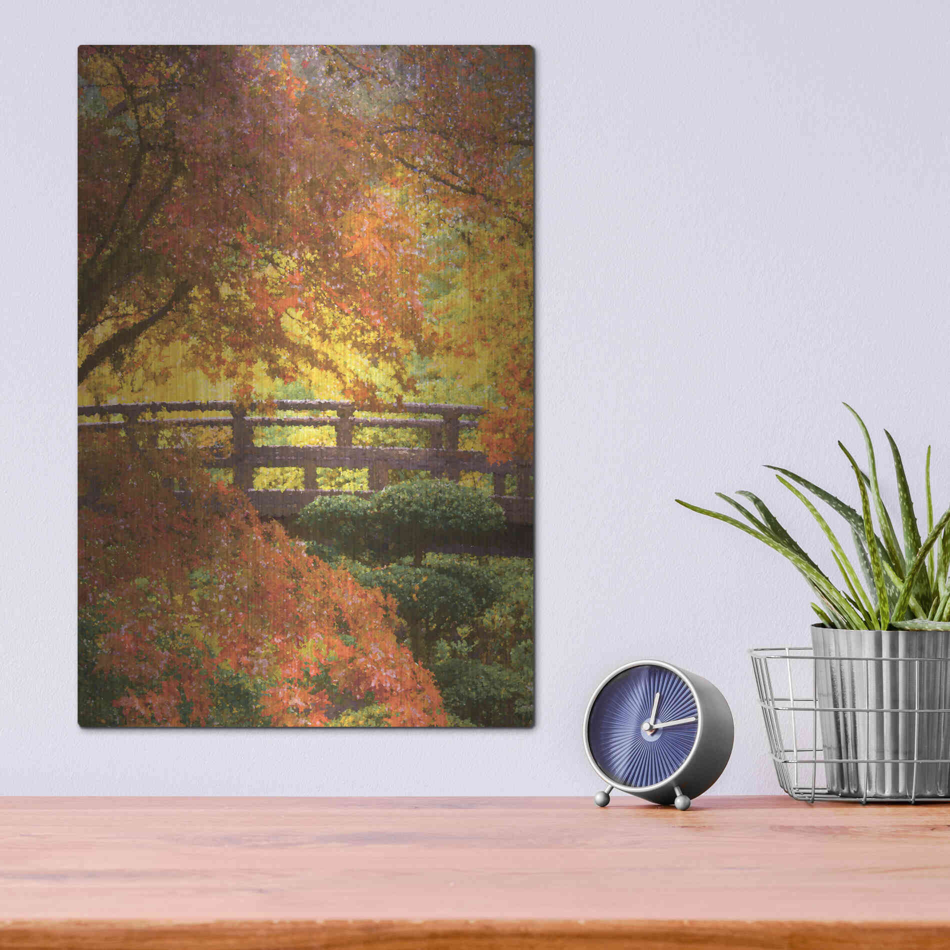 Luxe Metal Art  'Garden Bridge'  by Don Schwartz, Metal Wall Art,12x16