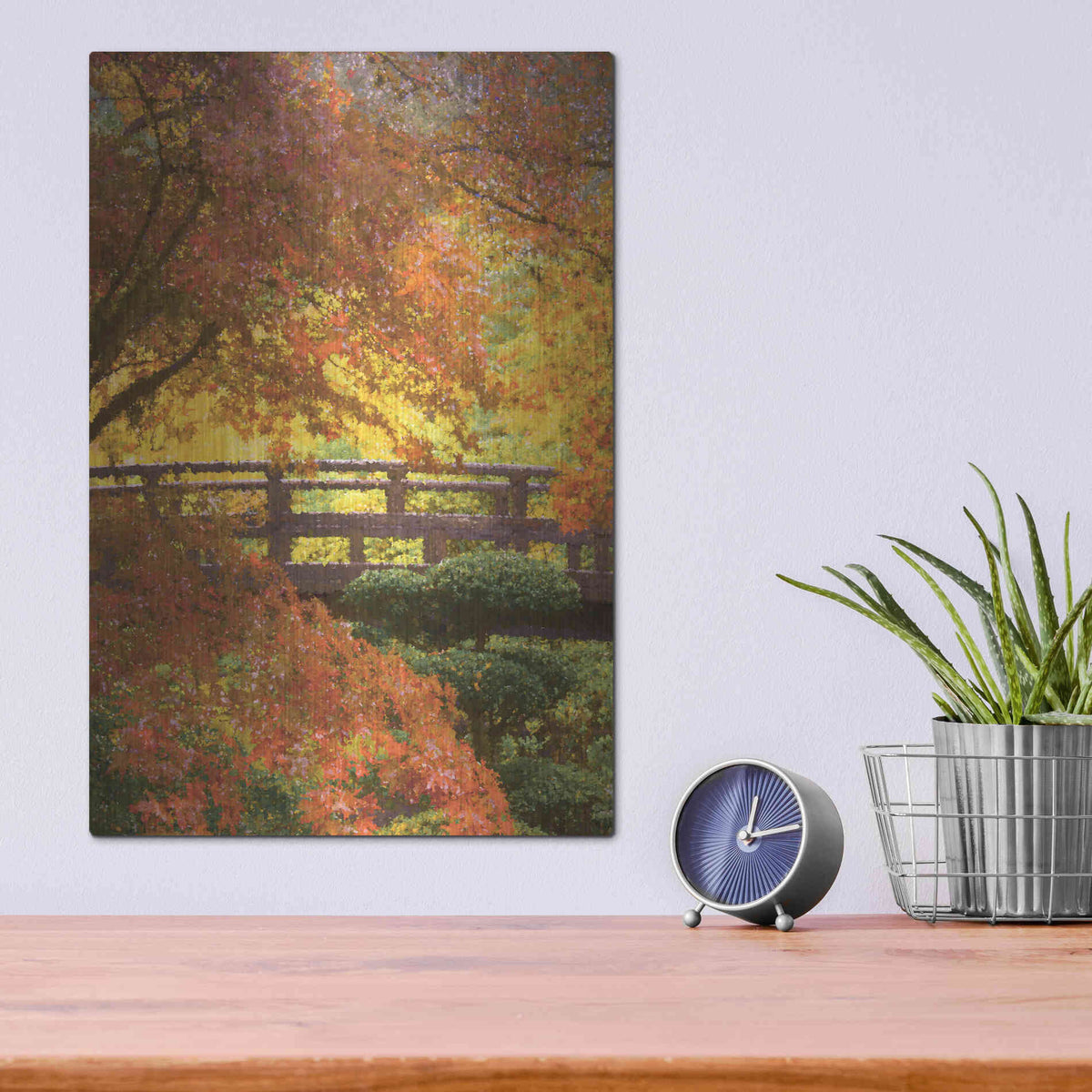 Luxe Metal Art  'Garden Bridge'  by Don Schwartz, Metal Wall Art,12x16