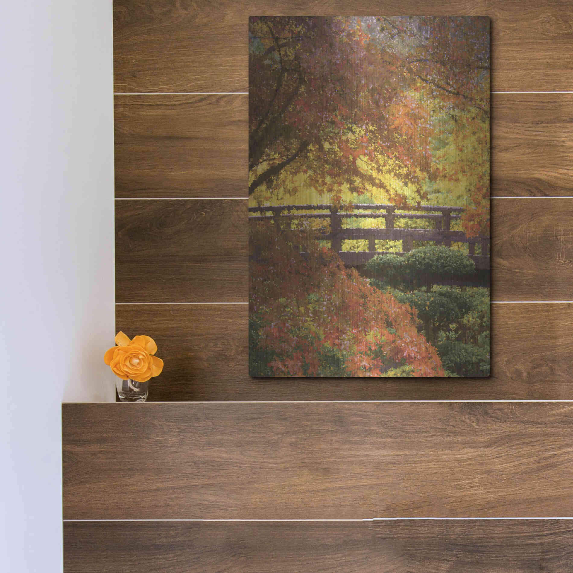 Luxe Metal Art  'Garden Bridge'  by Don Schwartz, Metal Wall Art,12x16