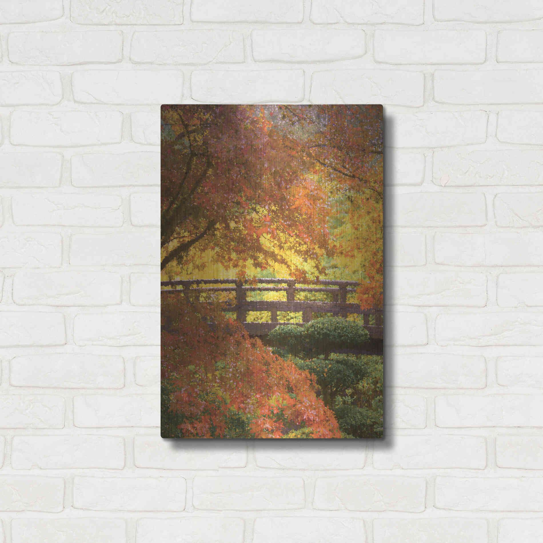 Luxe Metal Art  'Garden Bridge'  by Don Schwartz, Metal Wall Art,16x24