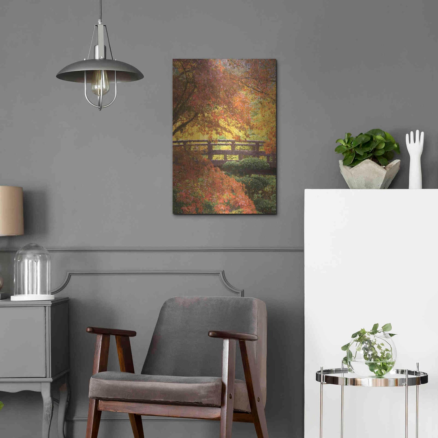 Luxe Metal Art  'Garden Bridge'  by Don Schwartz, Metal Wall Art,16x24