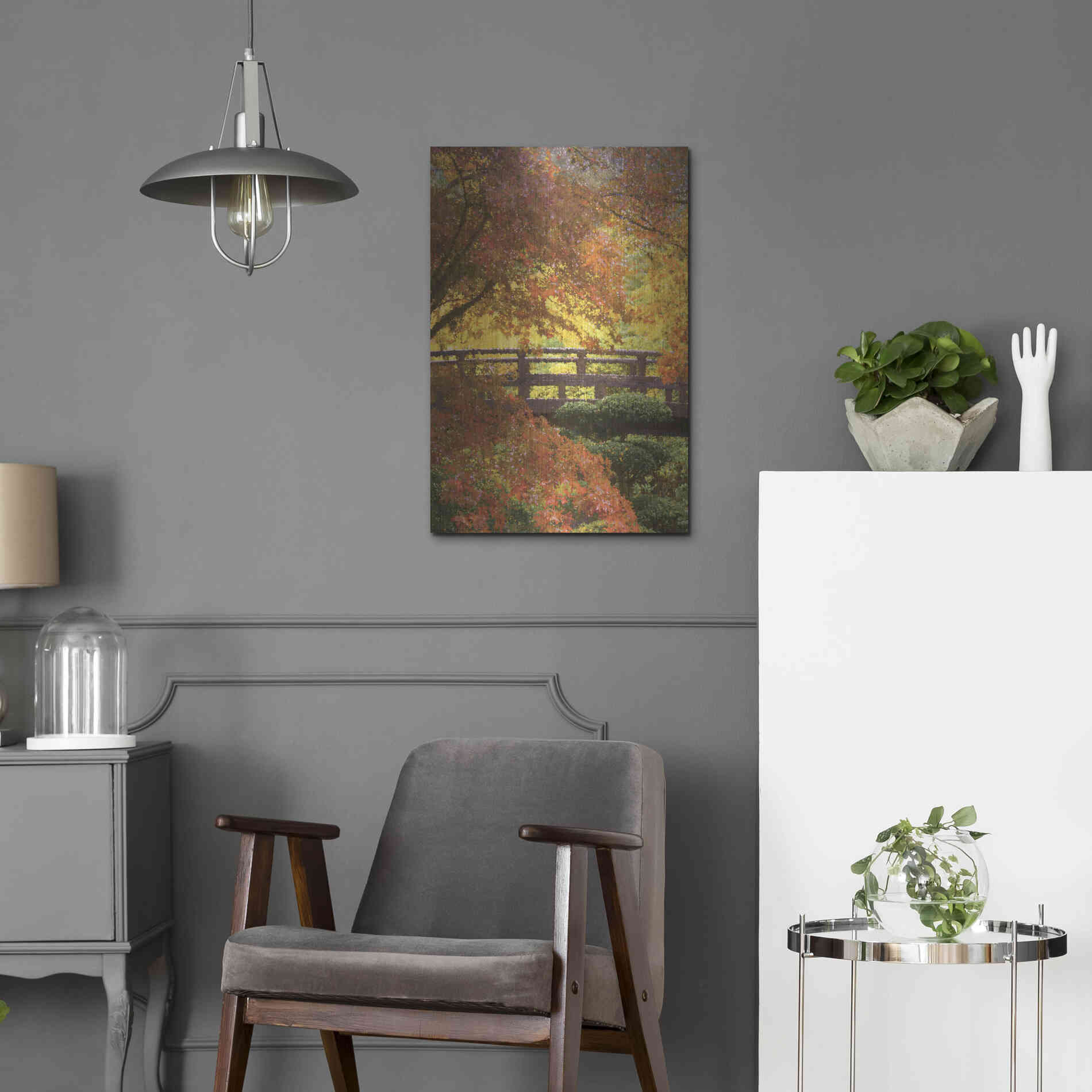 Luxe Metal Art  'Garden Bridge'  by Don Schwartz, Metal Wall Art,16x24