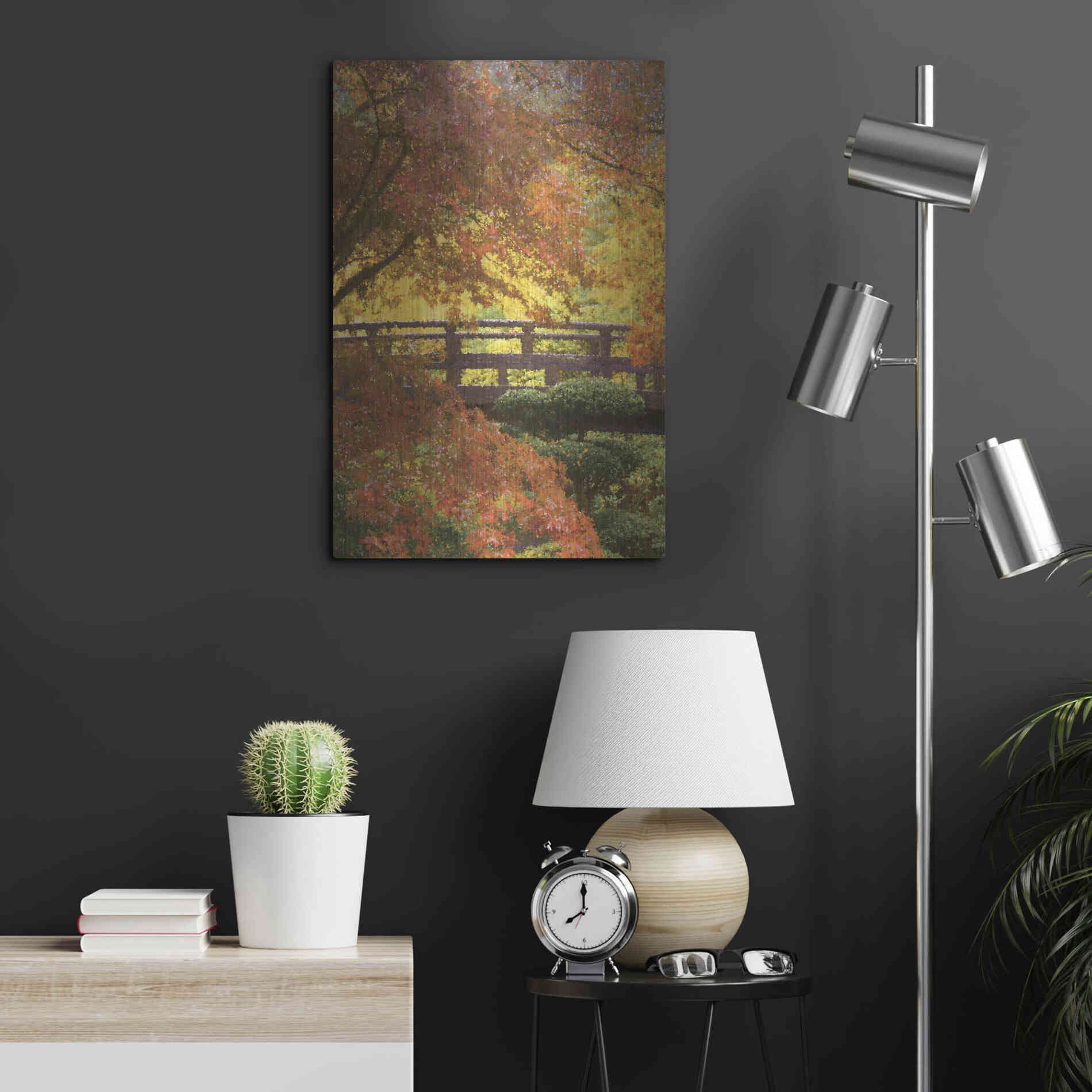 Luxe Metal Art  'Garden Bridge'  by Don Schwartz, Metal Wall Art,16x24