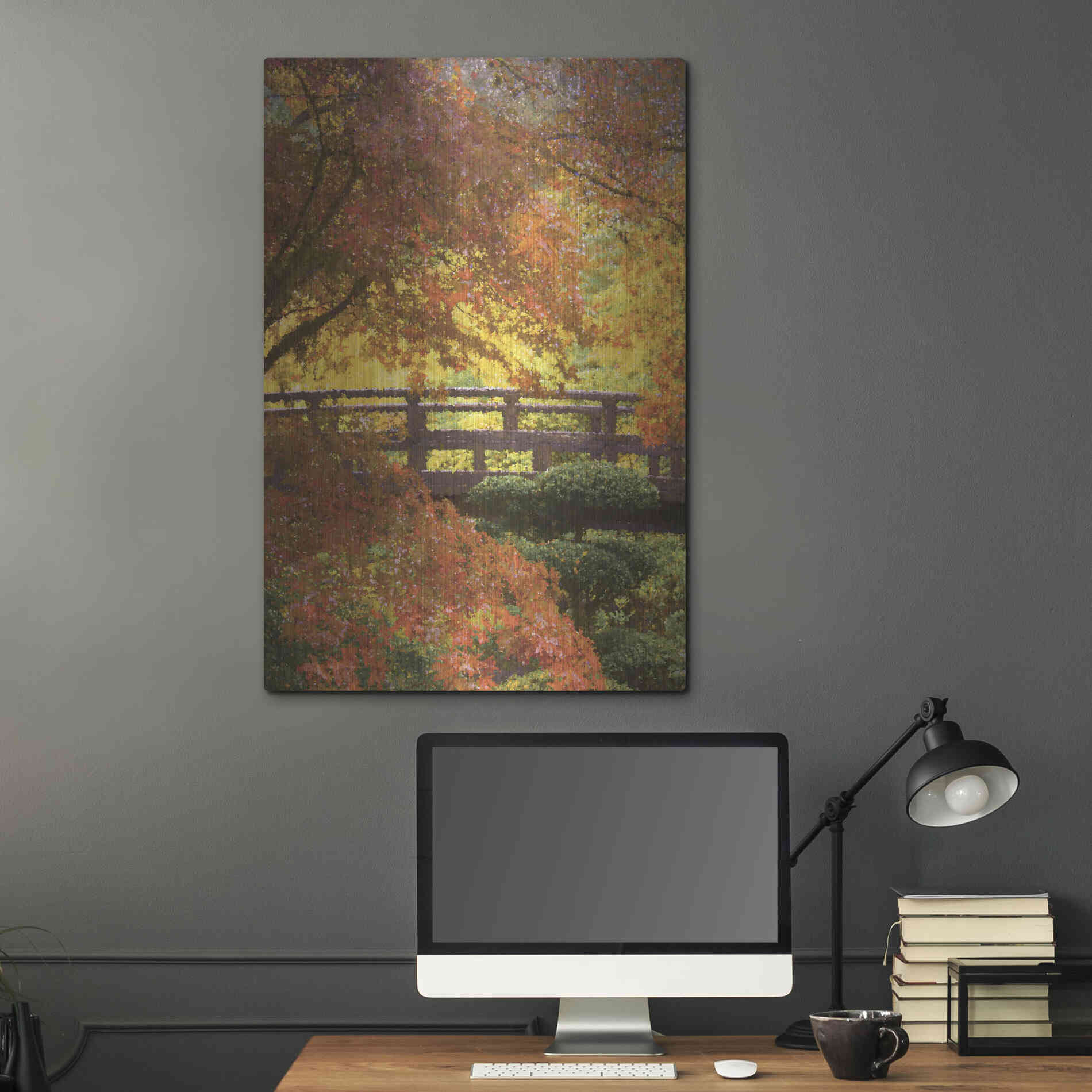 Luxe Metal Art  'Garden Bridge'  by Don Schwartz, Metal Wall Art,24x36