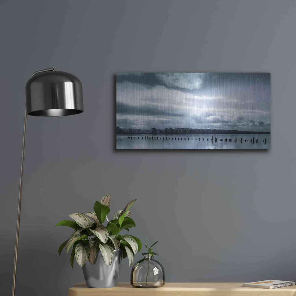 Luxe Metal Art  'Peaceful Morning On The River'  by Don Schwartz, Metal Wall Art,24x12