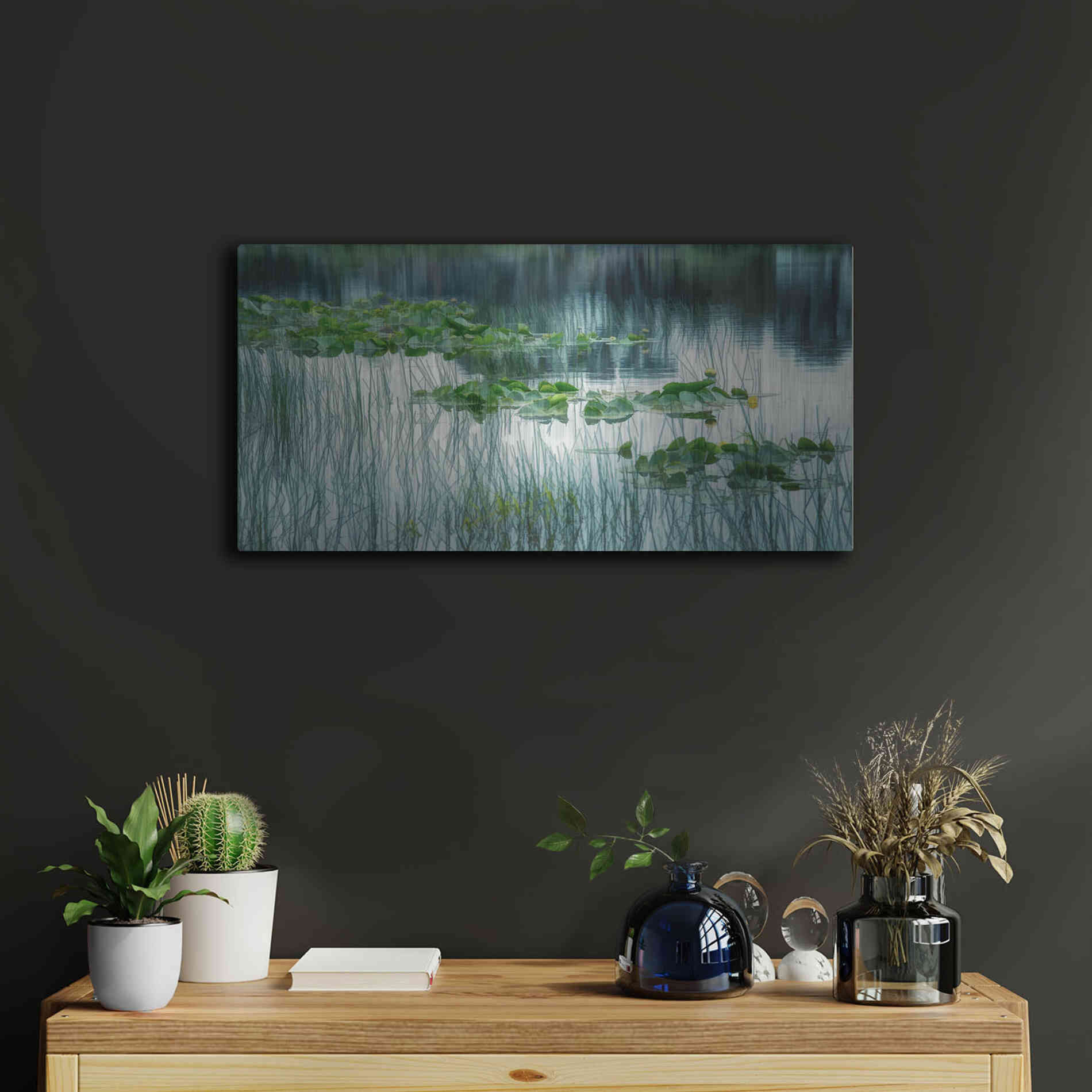 Luxe Metal Art  'Lakeside In Spring'  by Don Schwartz, Metal Wall Art,24x12