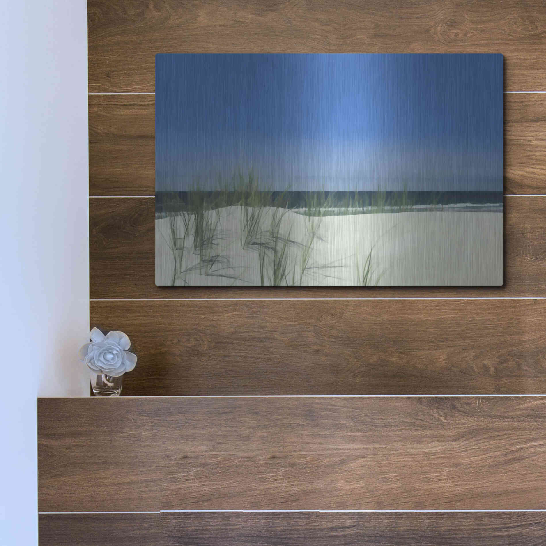 Luxe Metal Art  'Sunlit Coastal Dunes'  by Don Schwartz, Metal Wall Art,16x12