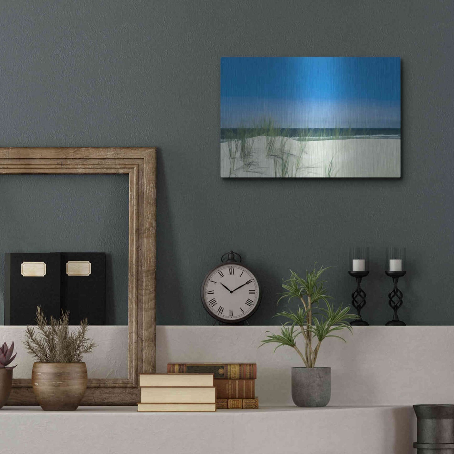 Luxe Metal Art  'Sunlit Coastal Dunes'  by Don Schwartz, Metal Wall Art,16x12