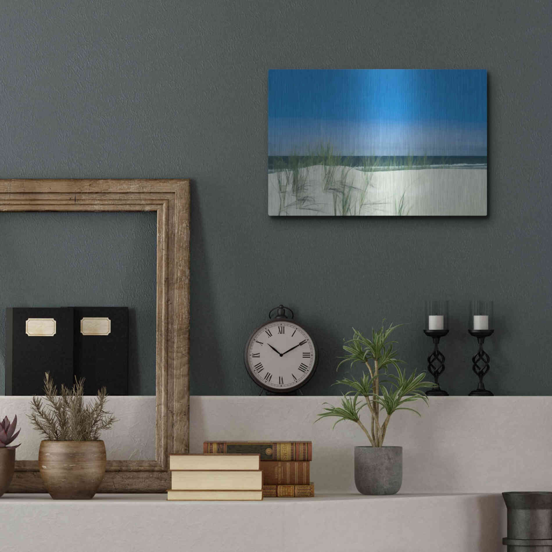 Luxe Metal Art  'Sunlit Coastal Dunes'  by Don Schwartz, Metal Wall Art,16x12