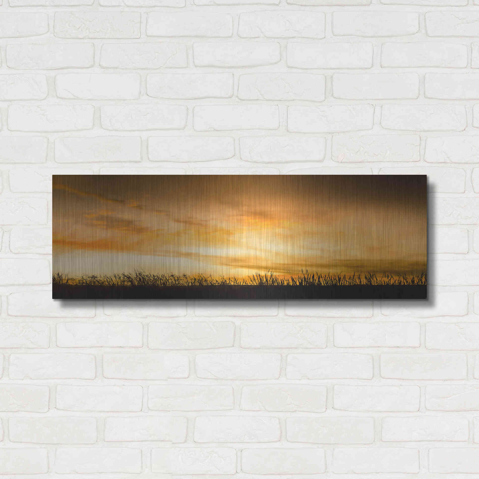 Luxe Metal Art  'Pastoral Sunrise'  by Don Schwartz, Metal Wall Art,36x12